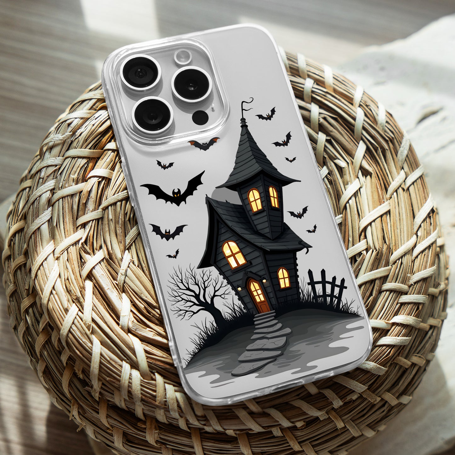 Spooky Haunted House TPU Clear Case for iPhone & Samsung Phones