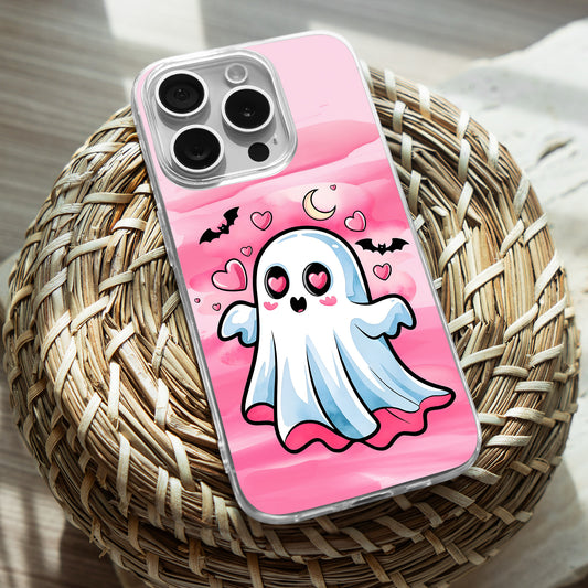 Pink Ghost TPU Clear Phone Case for iPhone & Samsung Phones