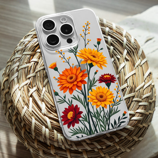 Chrysanthemums TPU Clear Case for iPhone & Samsung Phones