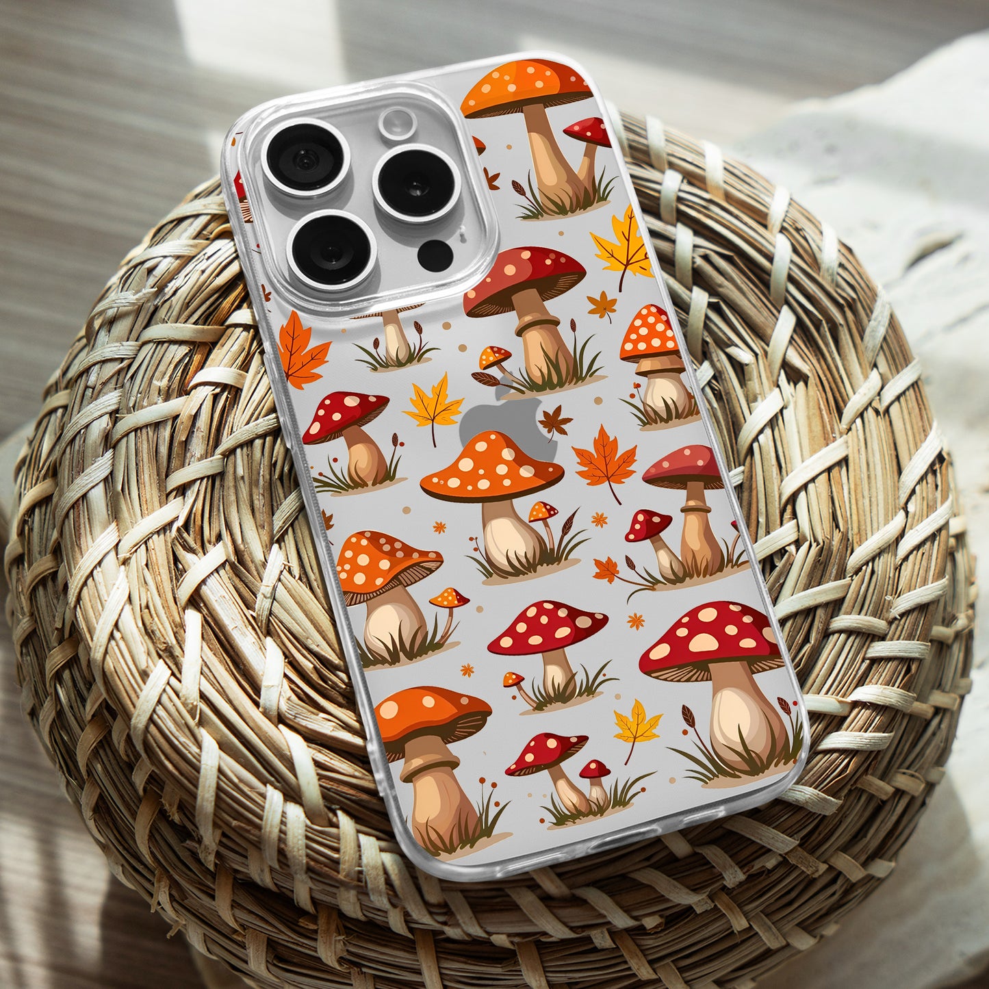 Mushroom Patterns TPU Clear Case for iPhone & Samsung Phones