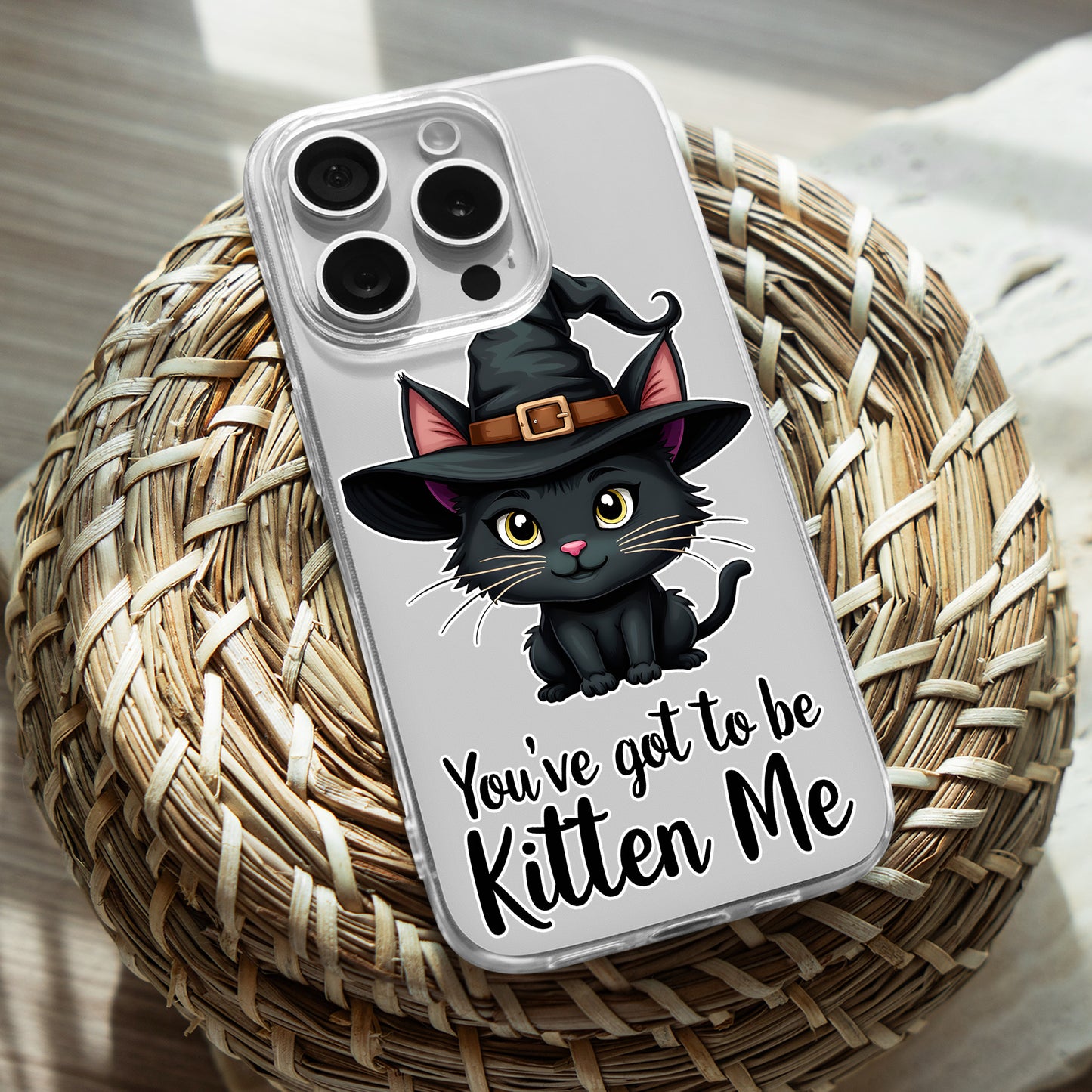 Witch Cute Cat TPU Clear Case for iPhone & Samsung Phones