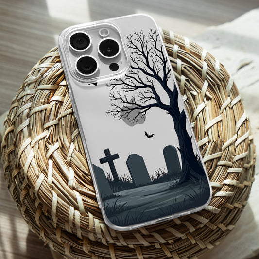 Graveyard Silhouette TPU Clear Case for iPhone & Samsung Phones