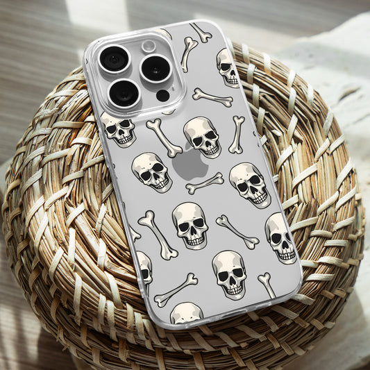 Skull Bones Pattern TPU Clear Case for iPhone & Samsung Phones