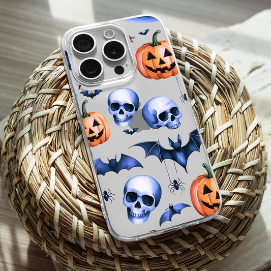 Skull Pattern TPU Clear Phone Case for iPhone & Samsung Phones