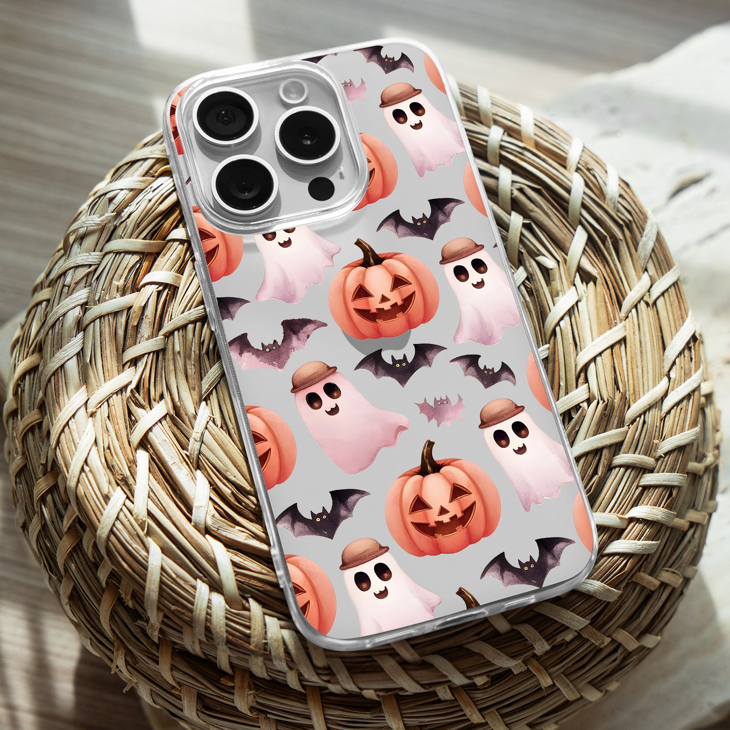 Ghost Pattern 2 TPU Clear Phone Case for iPhone & Samsung Phones