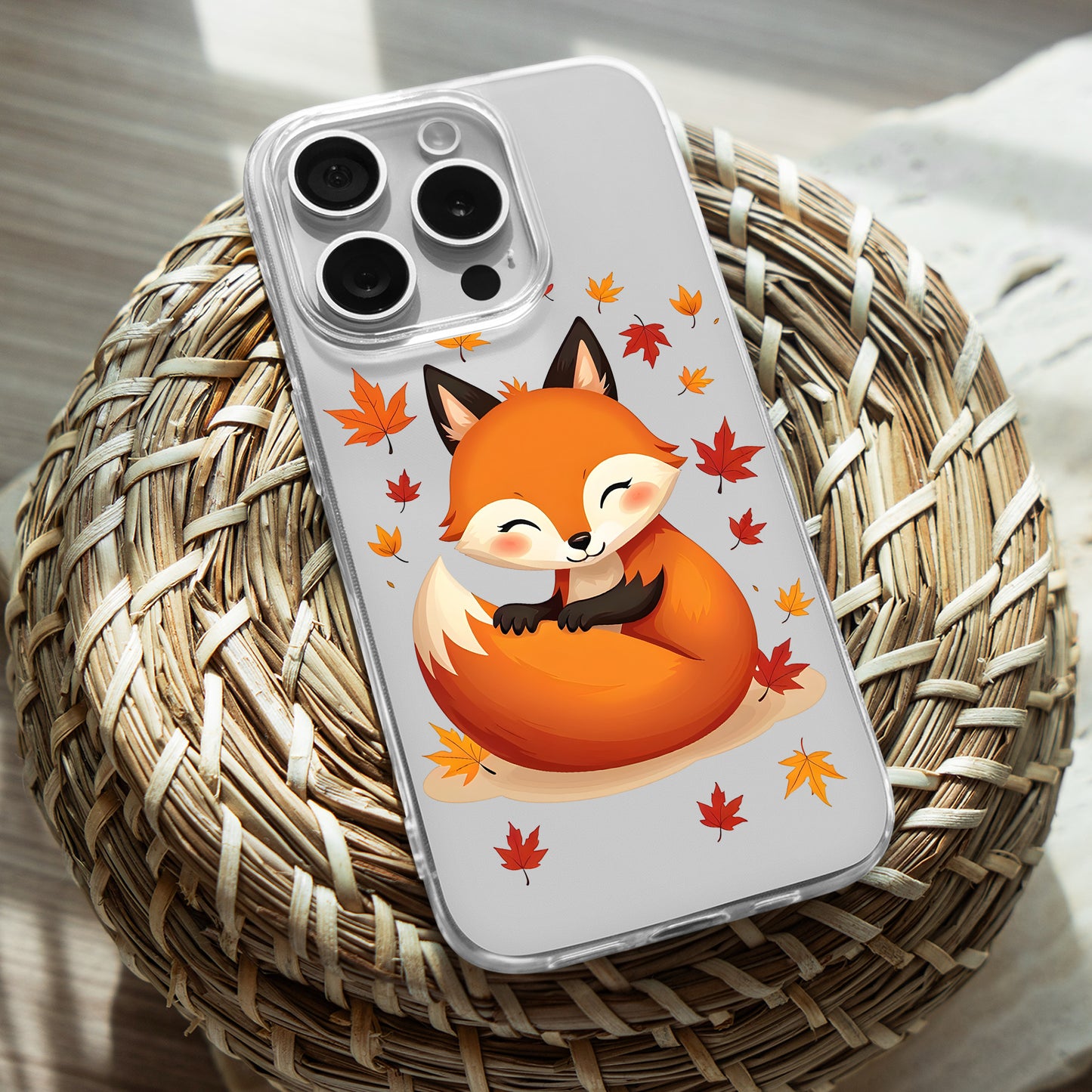 Fox Curled Up TPU Clear Case for iPhone & Samsung Phones