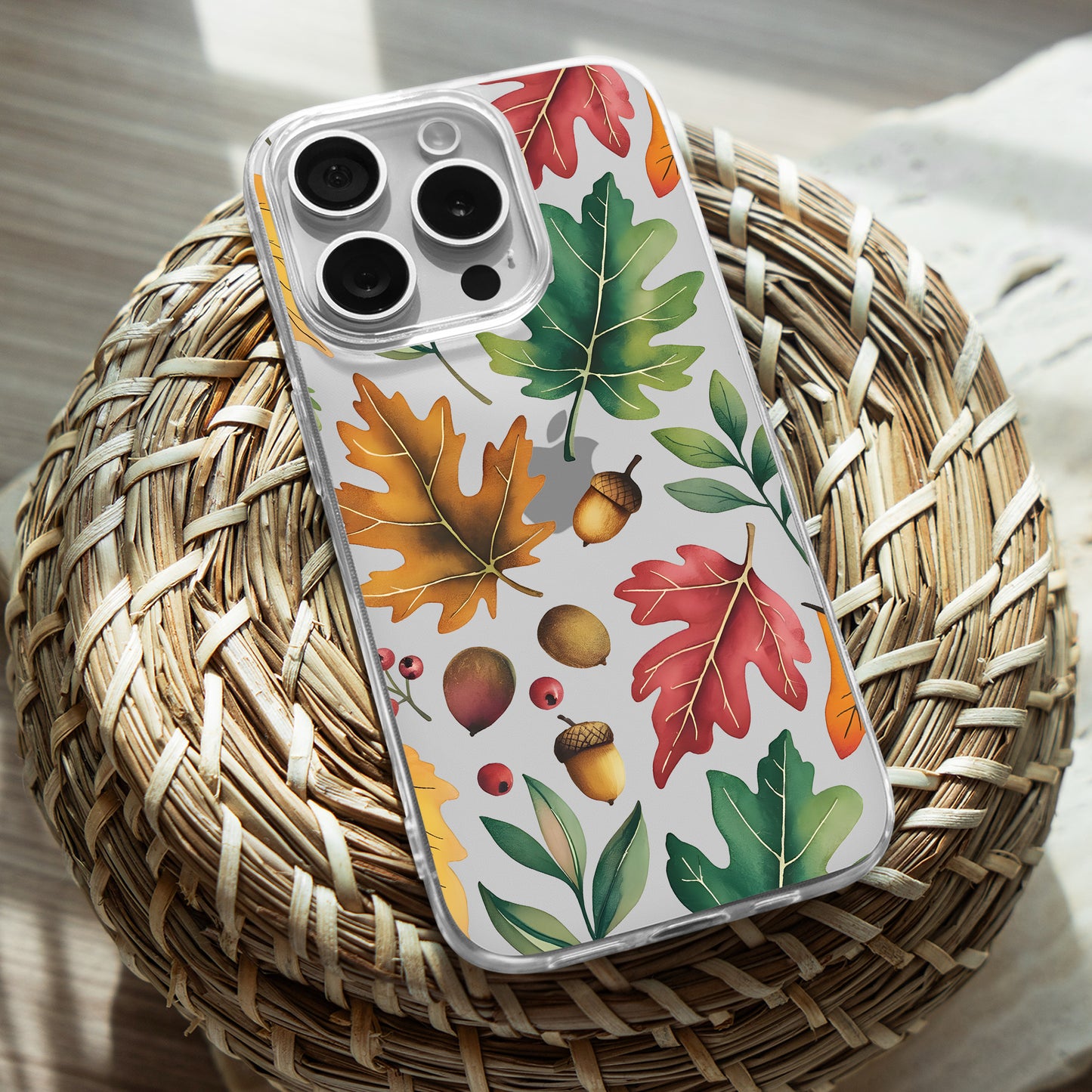 Fall Leaves Pattern TPU Clear Case for iPhone & Samsung Phones