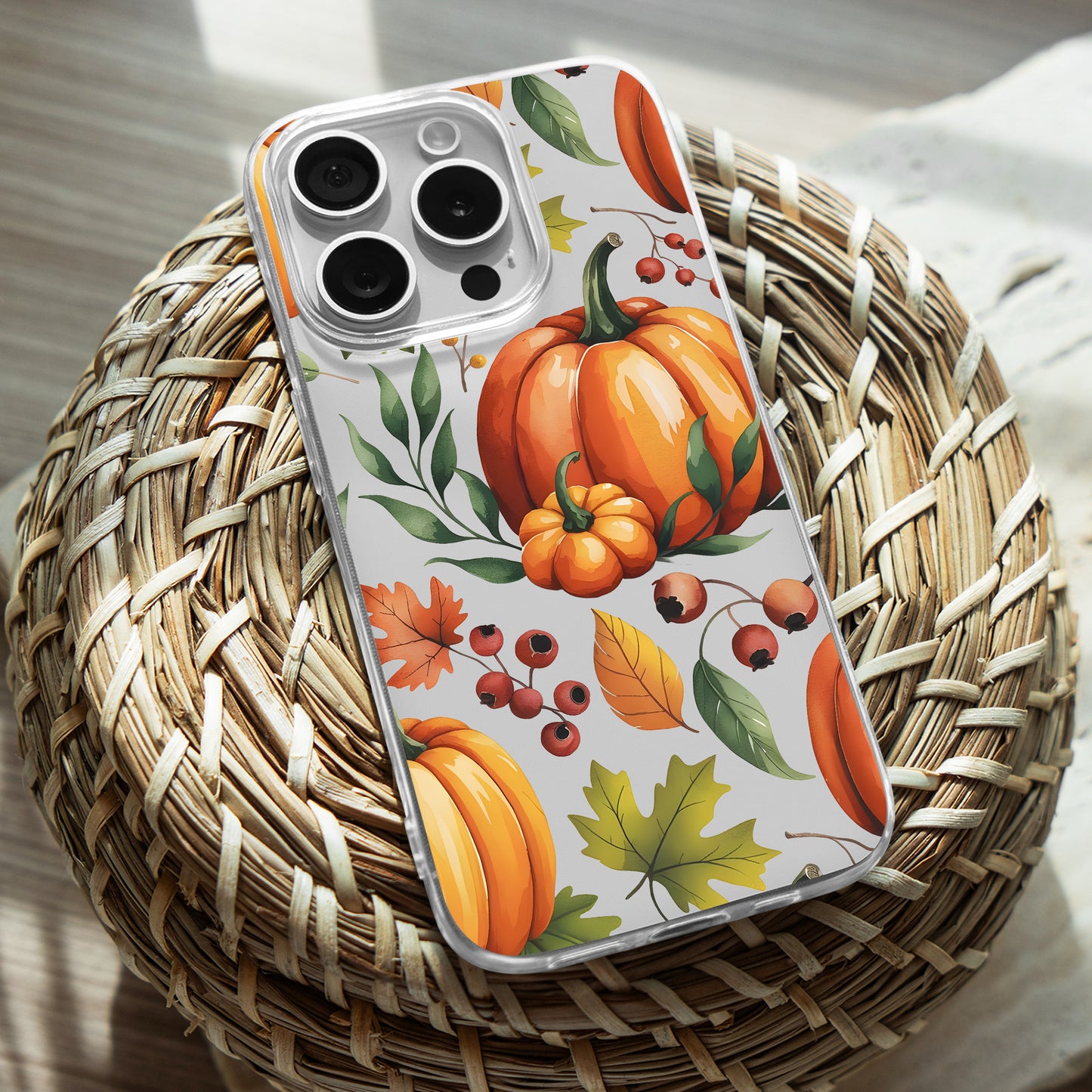 Pumpkin Pattern TPU Clear Case for iPhone & Samsung Phones