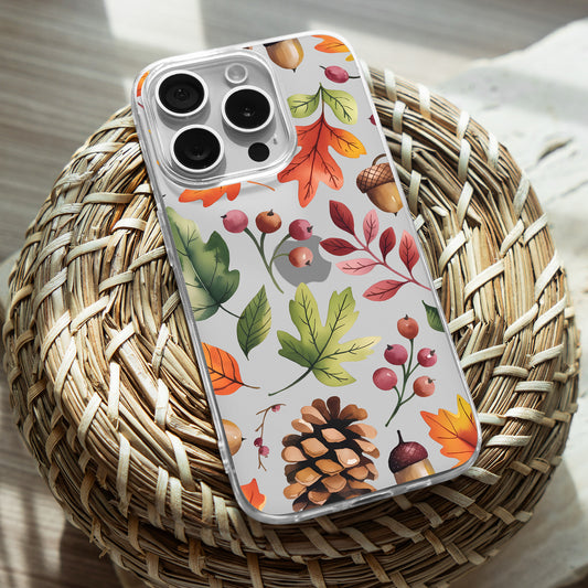 Fall Leaves Pattern 2 TPU Clear Case for iPhone & Samsung Phones