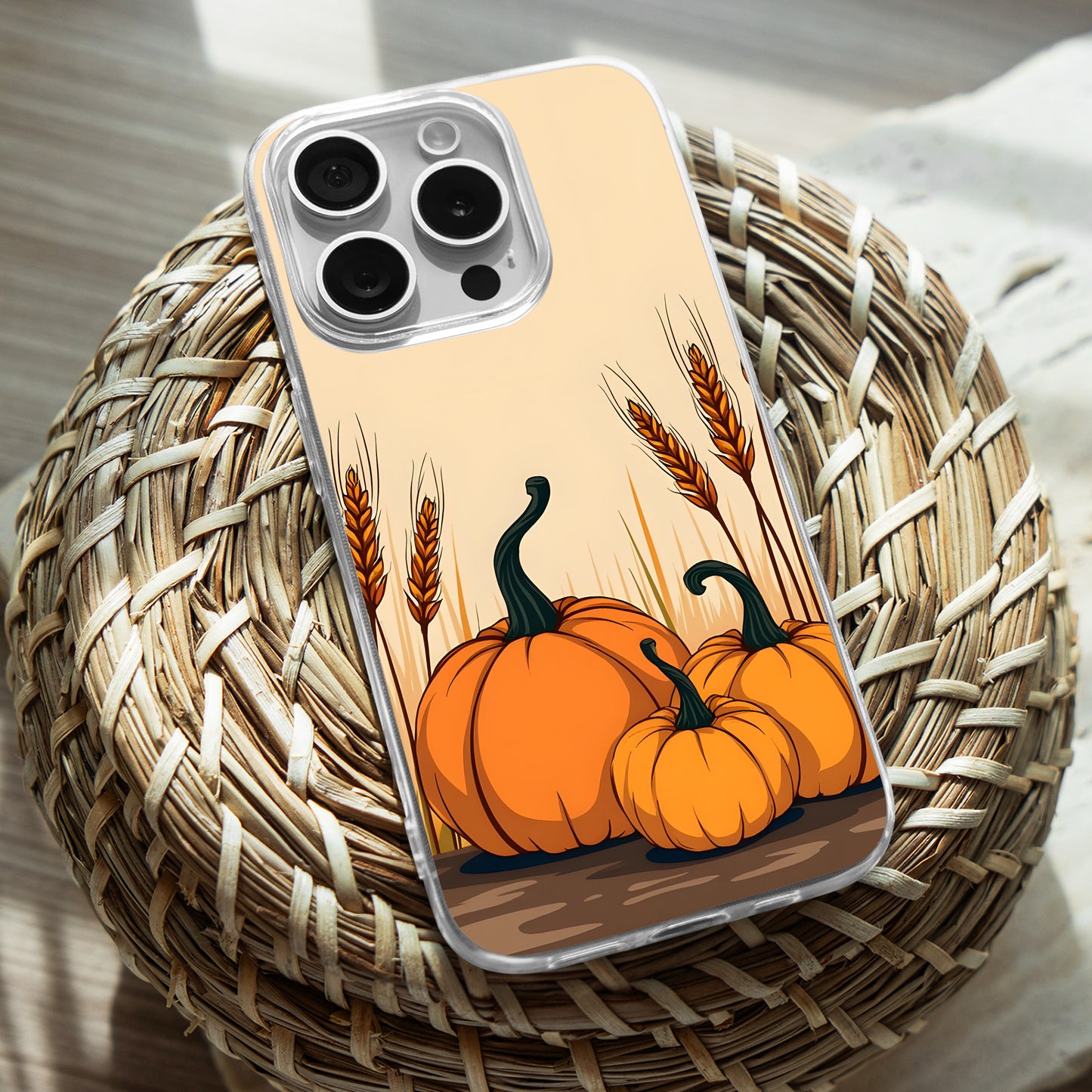 Pumpkin Wheat TPU Clear Case for iPhone & Samsung Phones