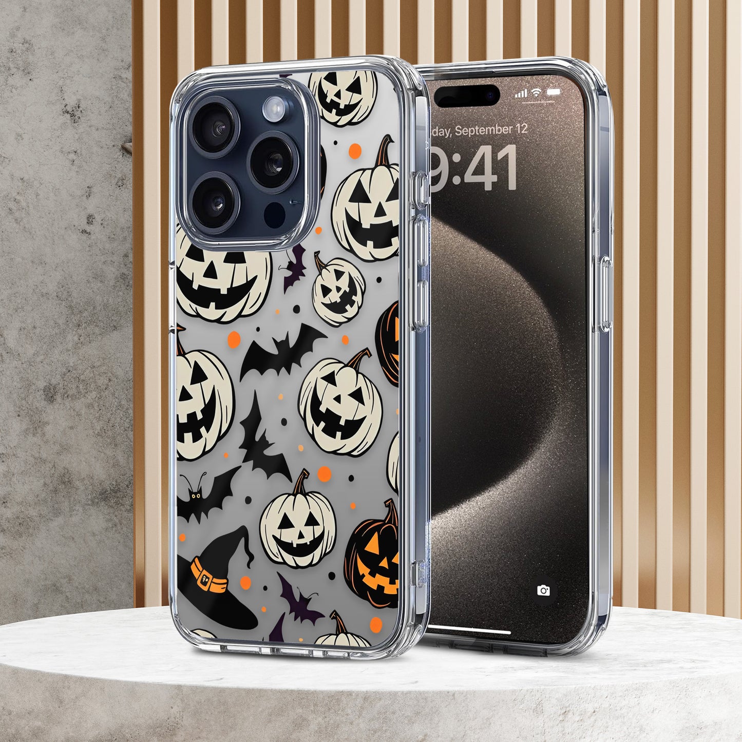 Jack O Lantern White TPU Clear Case for iPhone & Samsung Phones