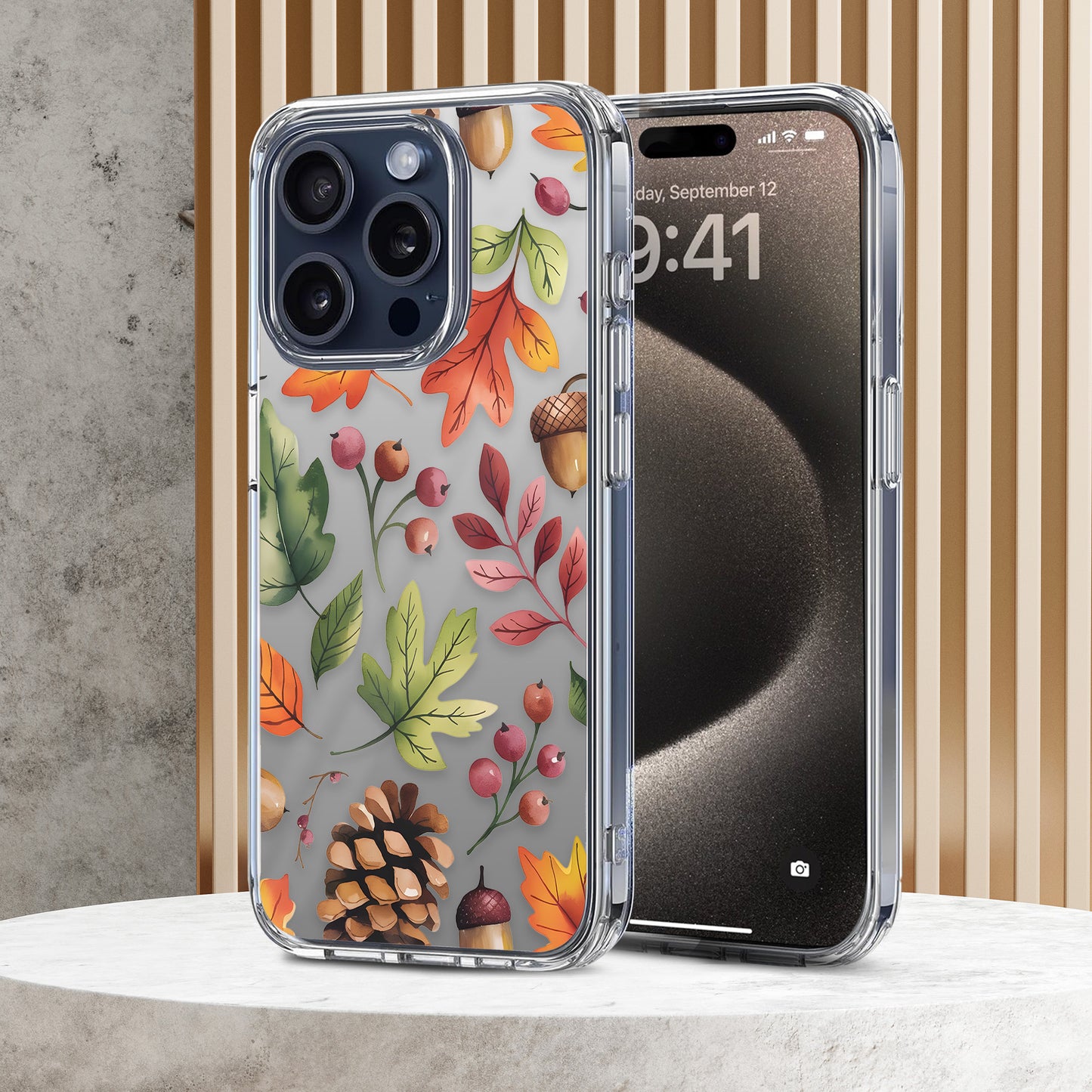 Fall Leaves Pattern 2 TPU Clear Case for iPhone & Samsung Phones