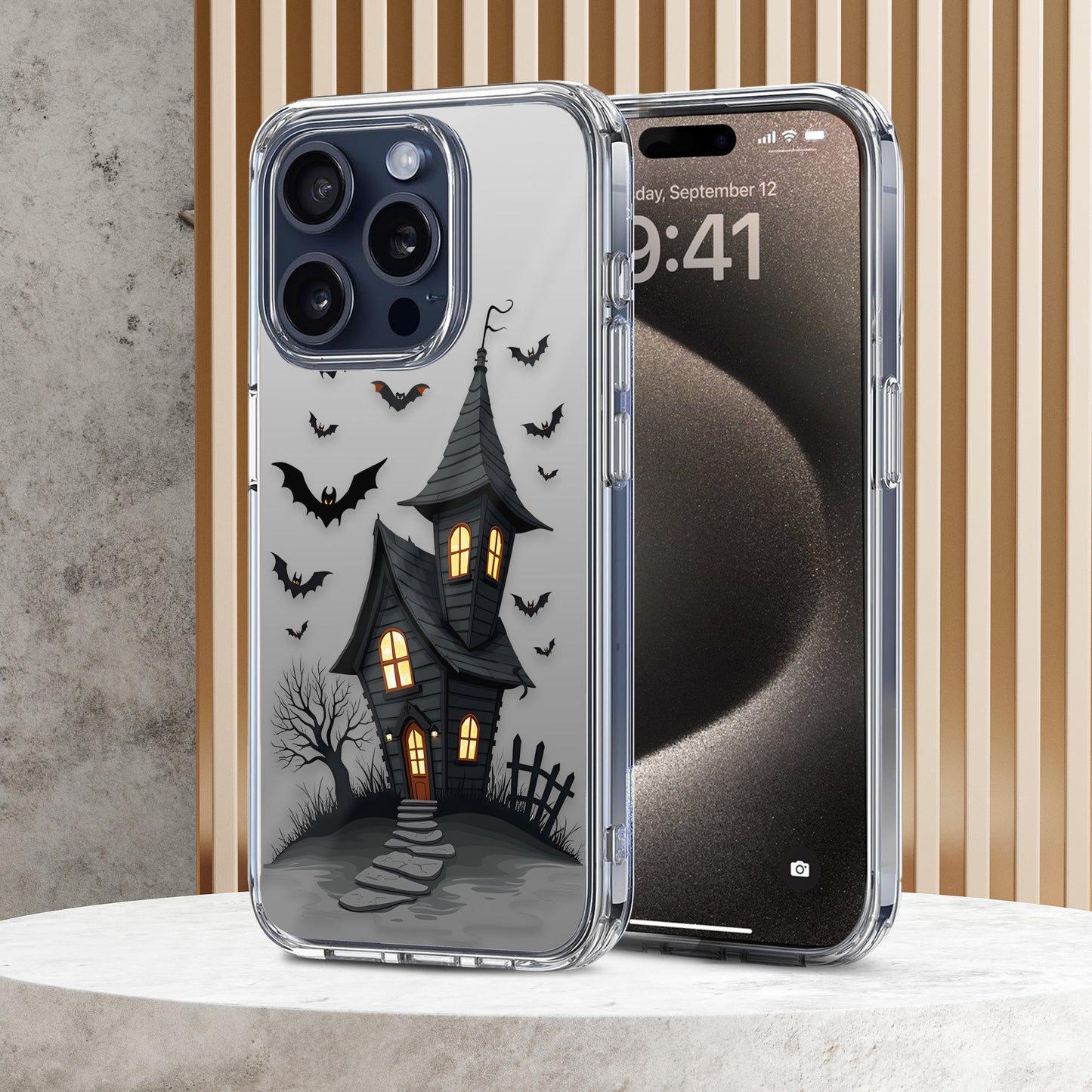 Spooky Haunted House TPU Clear Case for iPhone & Samsung Phones