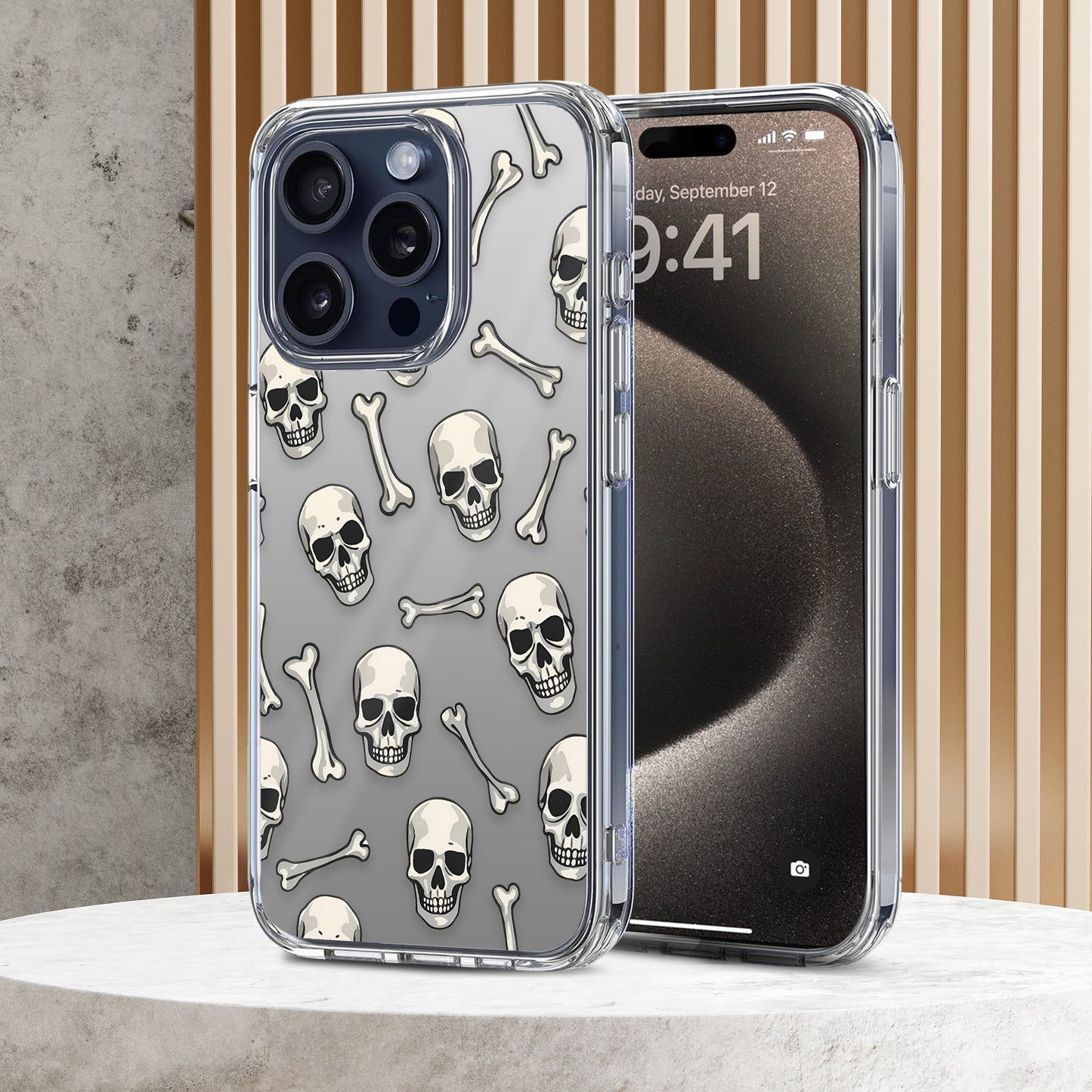 Skull Bones Pattern TPU Clear Case for iPhone & Samsung Phones