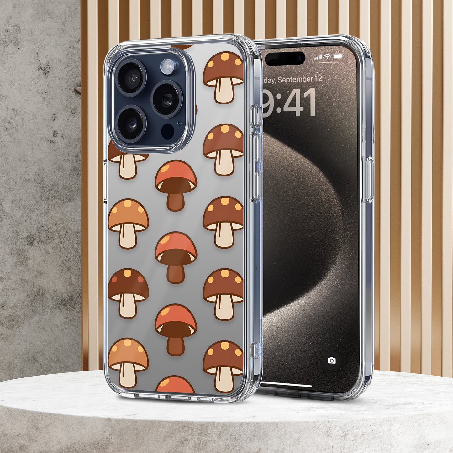 Mushroom Pattern TPU Clear Case for iPhone & Samsung Phones