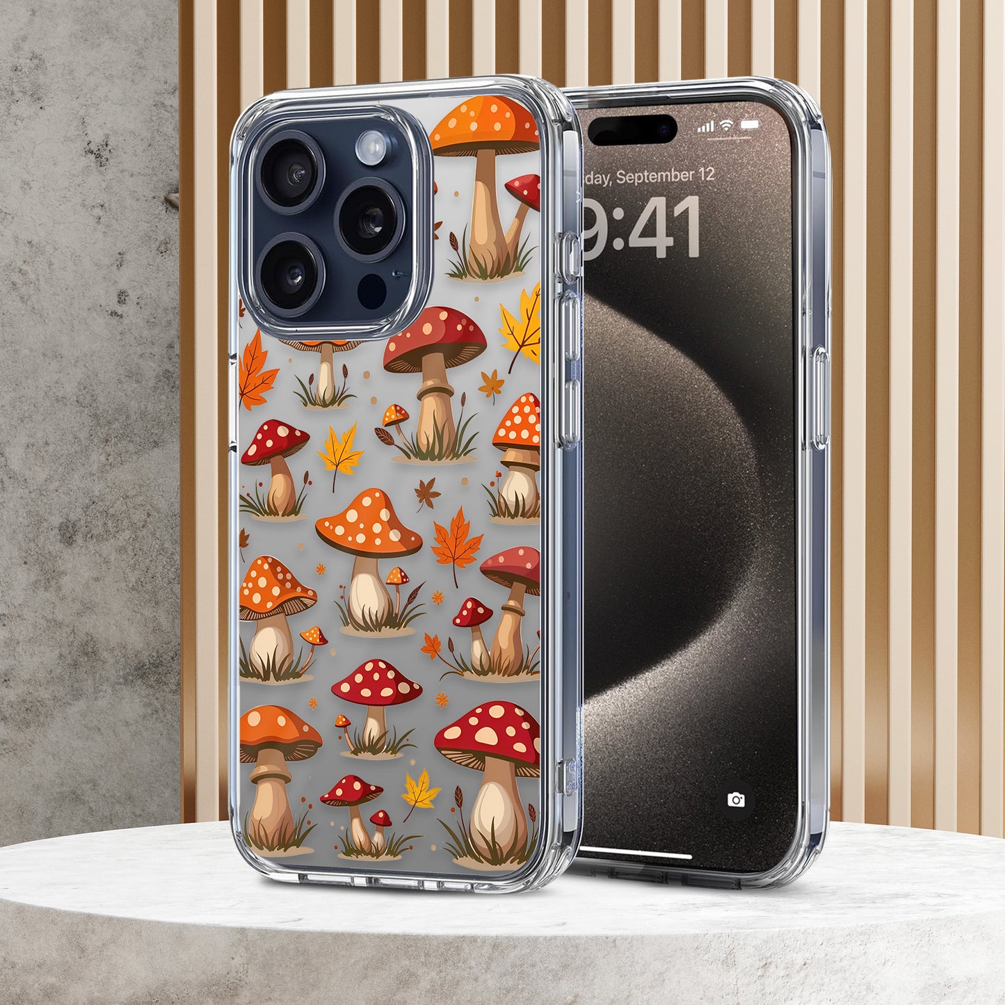 Mushroom Patterns TPU Clear Case for iPhone & Samsung Phones