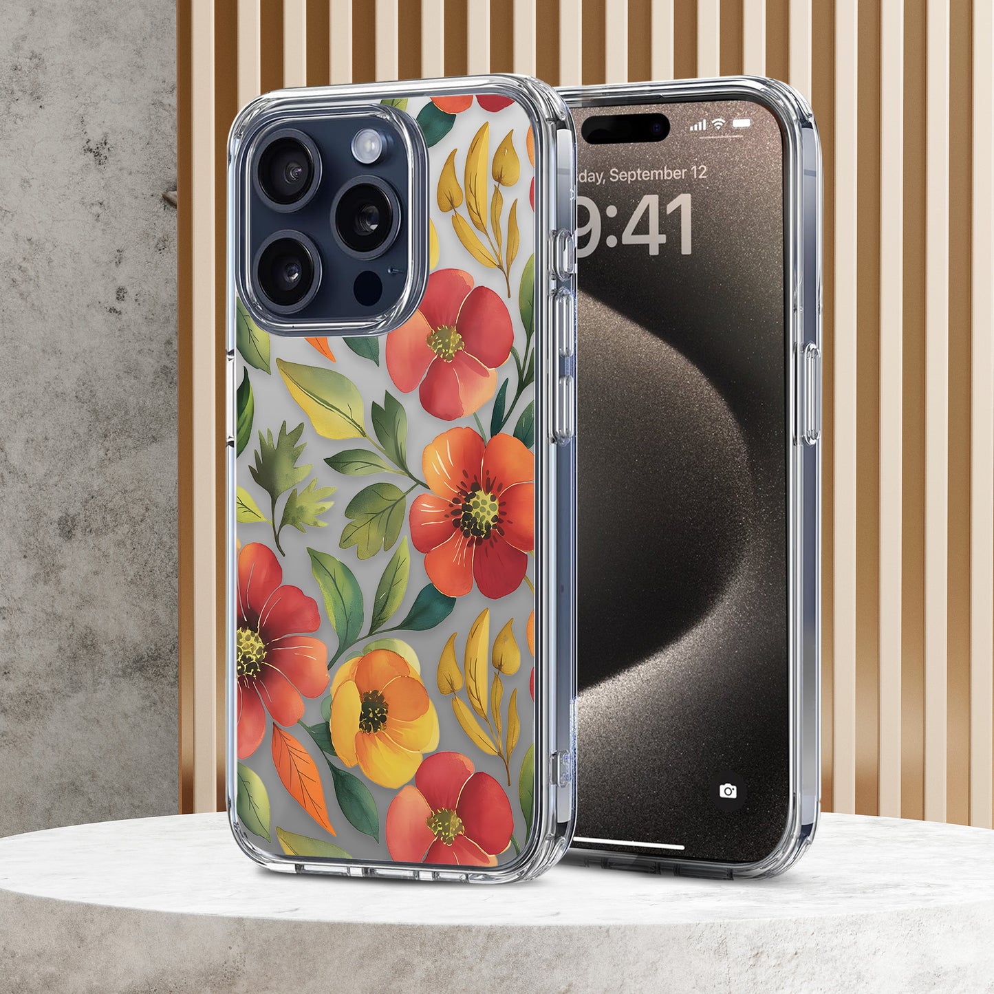 Floral Pattern TPU Clear Case for iPhone & Samsung Phones