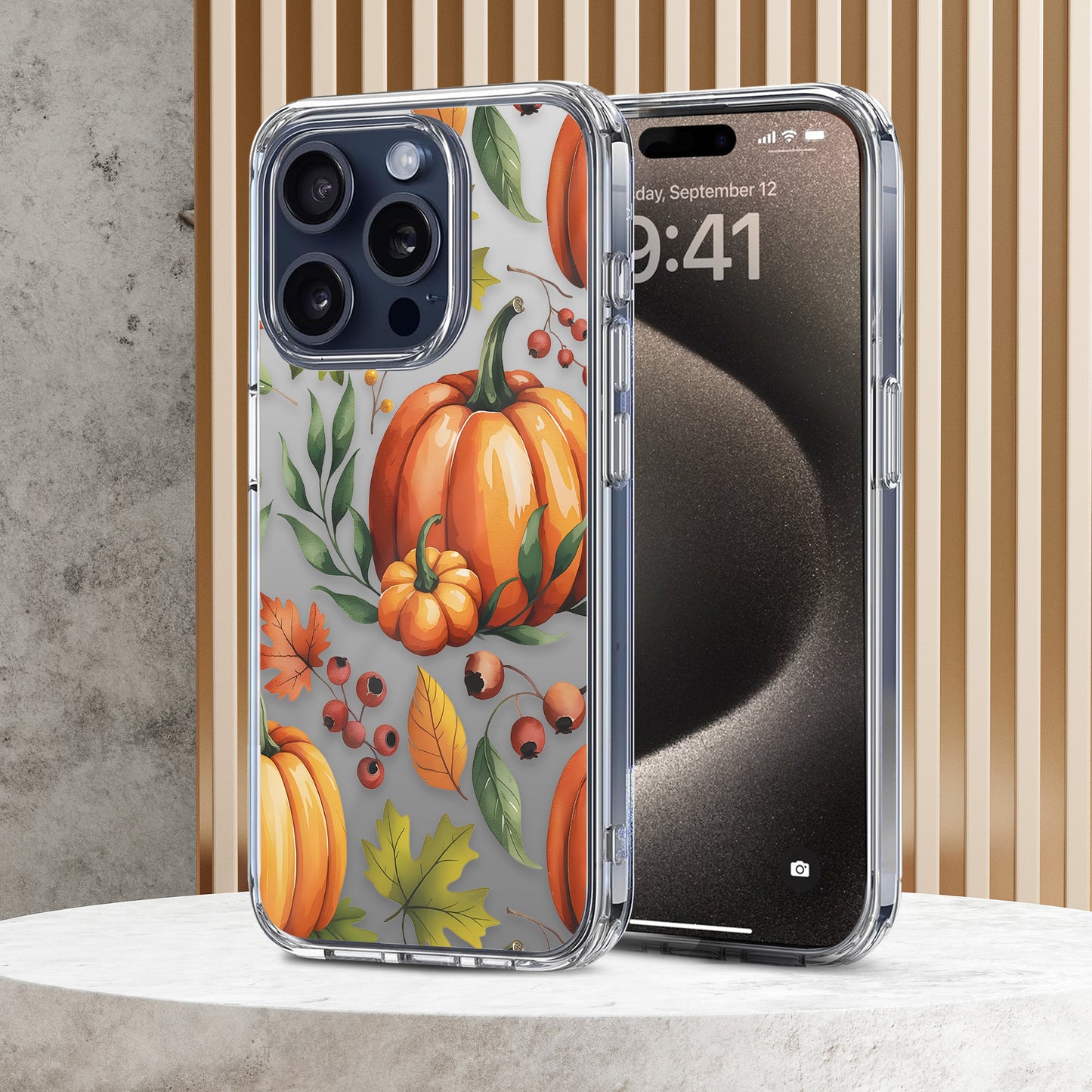 Pumpkin Pattern TPU Clear Case for iPhone & Samsung Phones