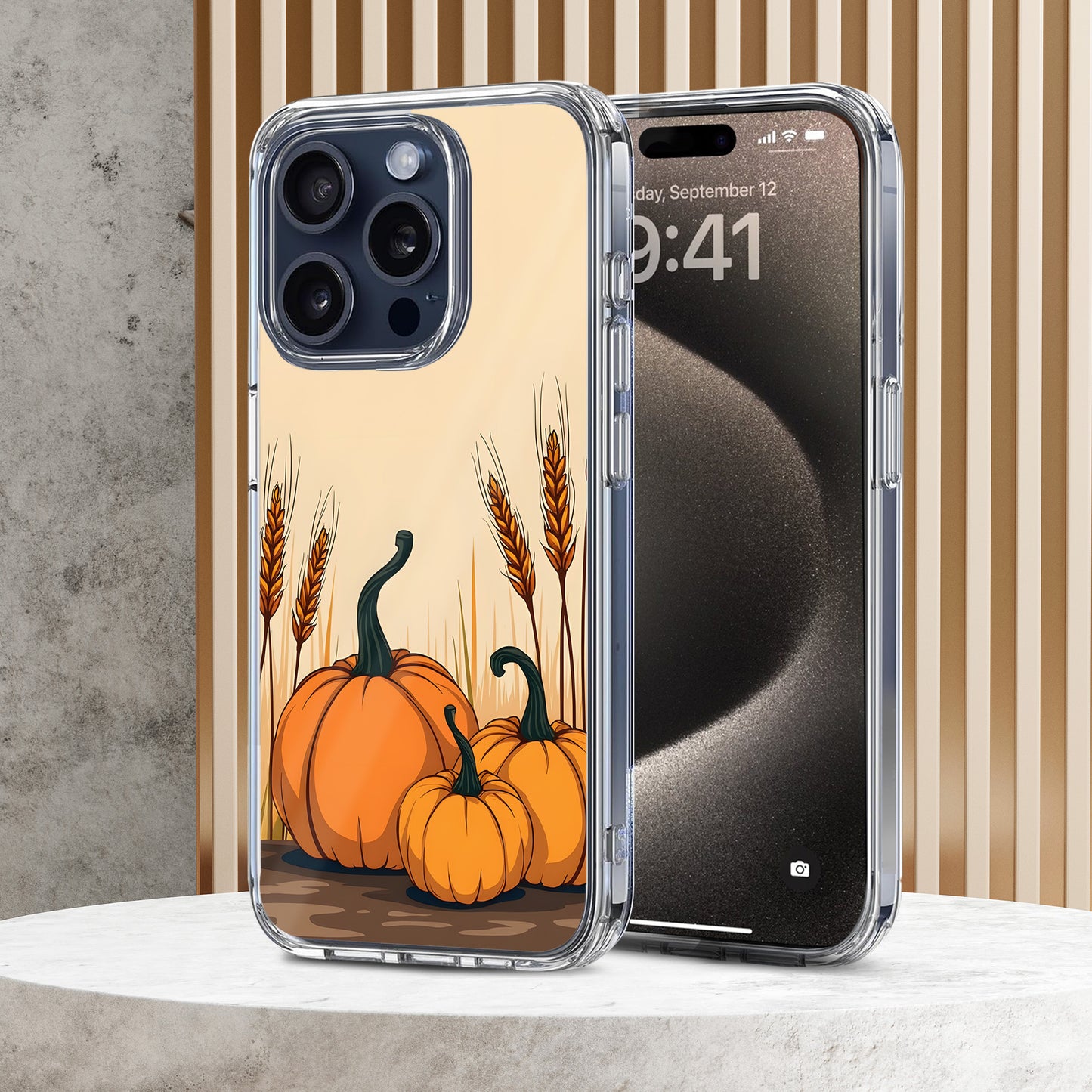 Pumpkin Wheat TPU Clear Case for iPhone & Samsung Phones