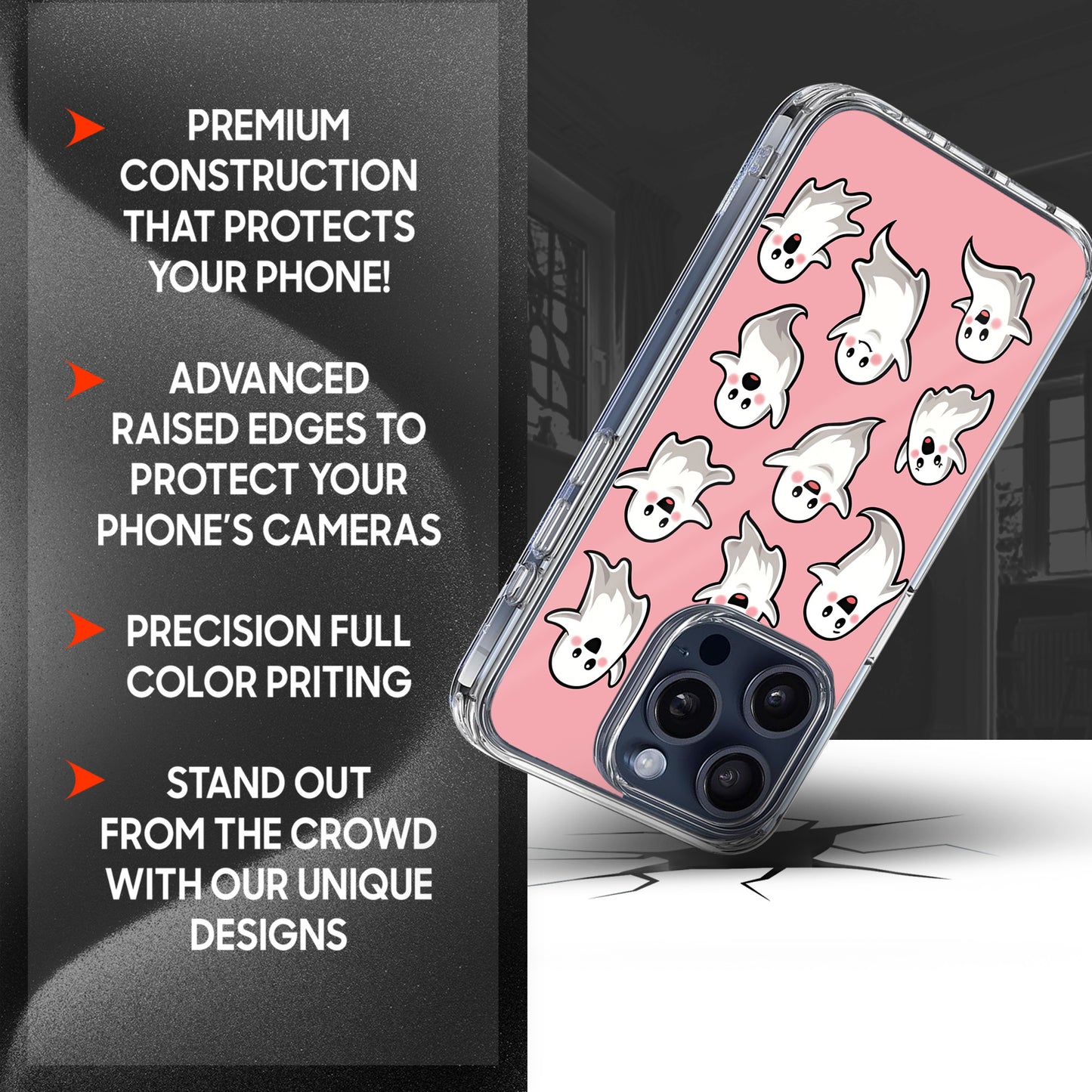 Ghost Pattern TPU Clear Phone Case for iPhone & Samsung Phones