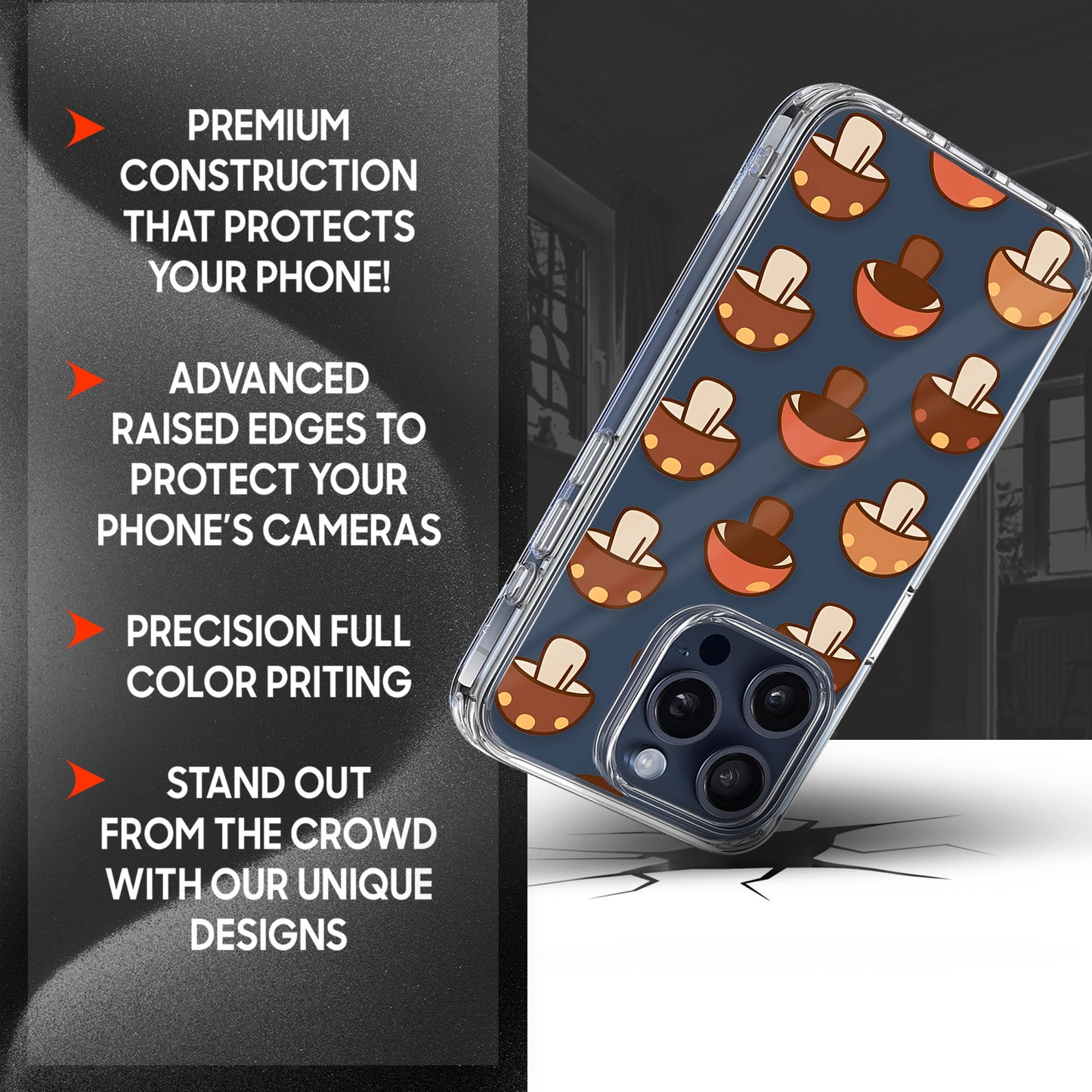 Mushroom Pattern TPU Clear Case for iPhone & Samsung Phones