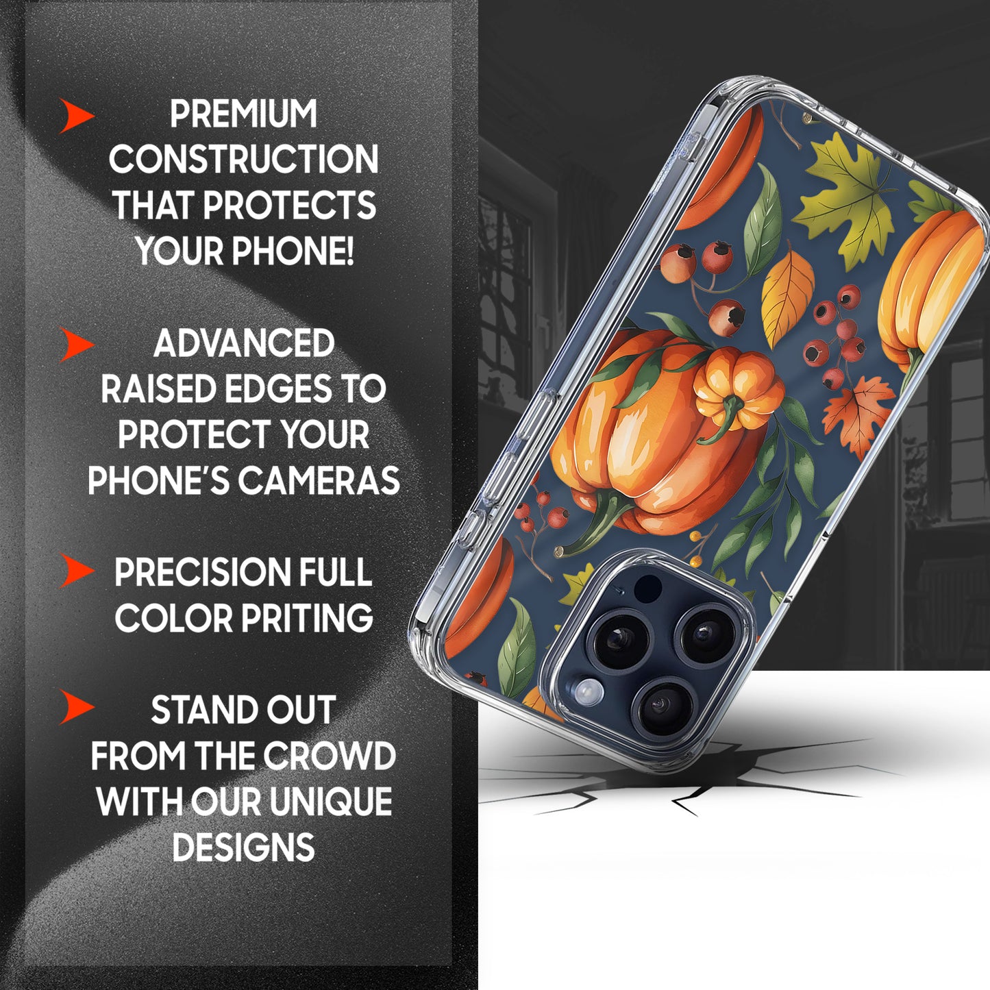 Pumpkin Pattern TPU Clear Case for iPhone & Samsung Phones