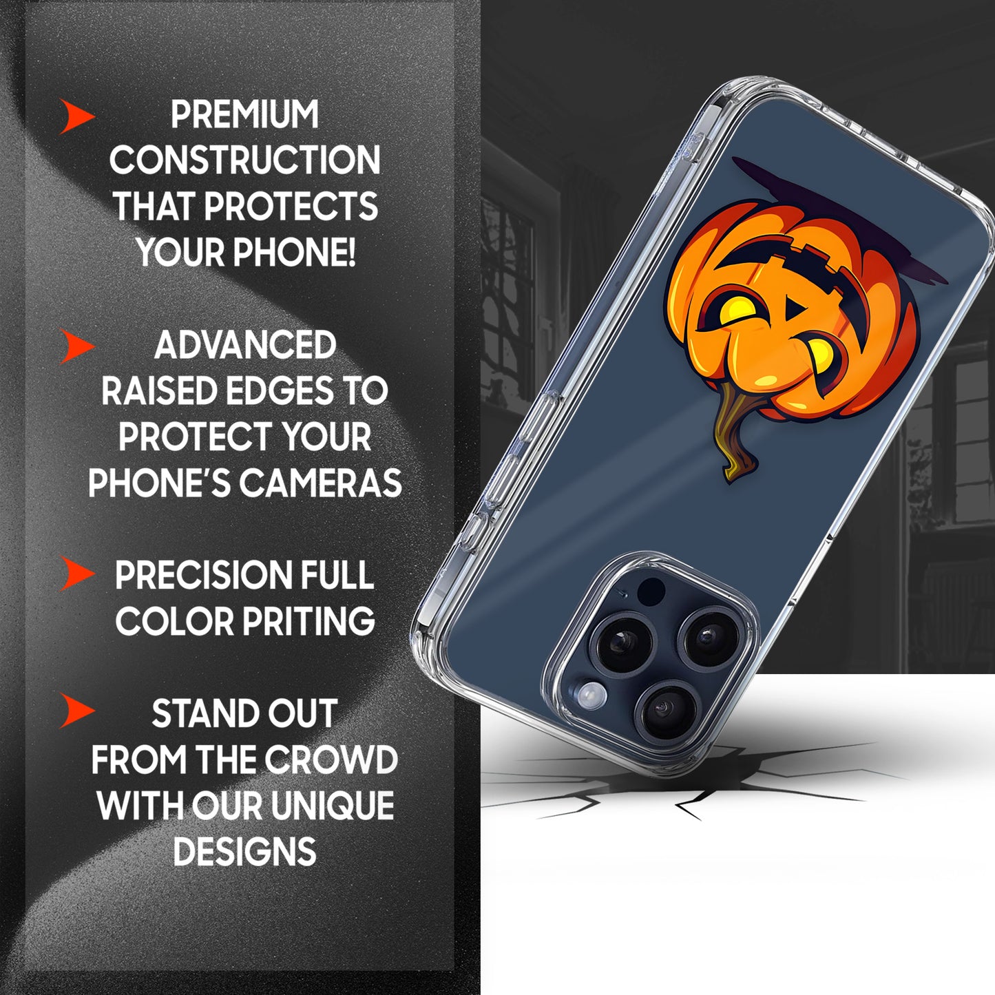 Jack O Lantern TPU Clear Case for iPhone & Samsung Phones