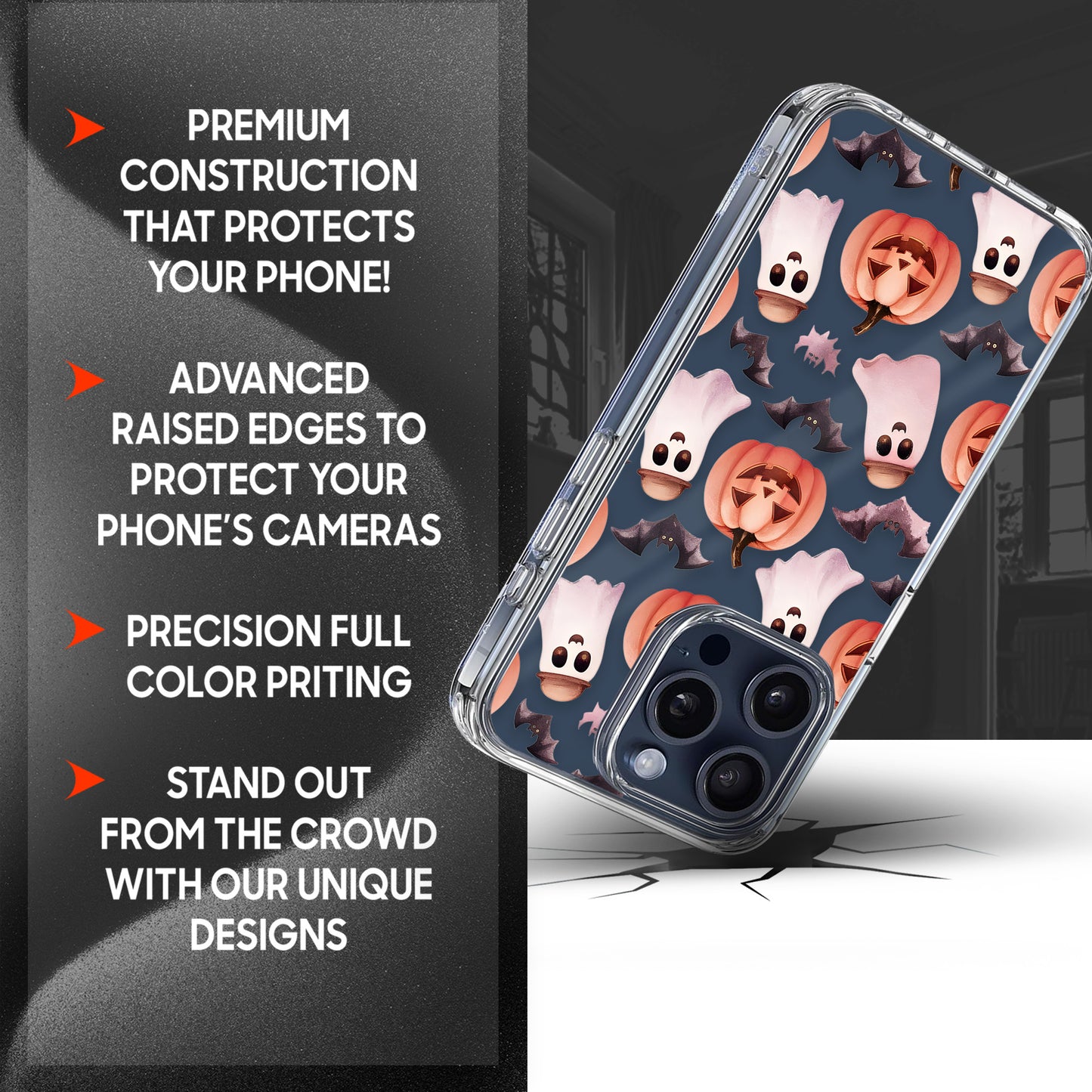 Ghost Pattern 2 TPU Clear Phone Case for iPhone & Samsung Phones