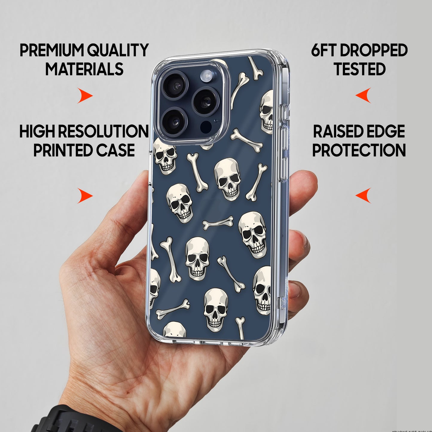 Skull Bones Pattern TPU Clear Case for iPhone & Samsung Phones