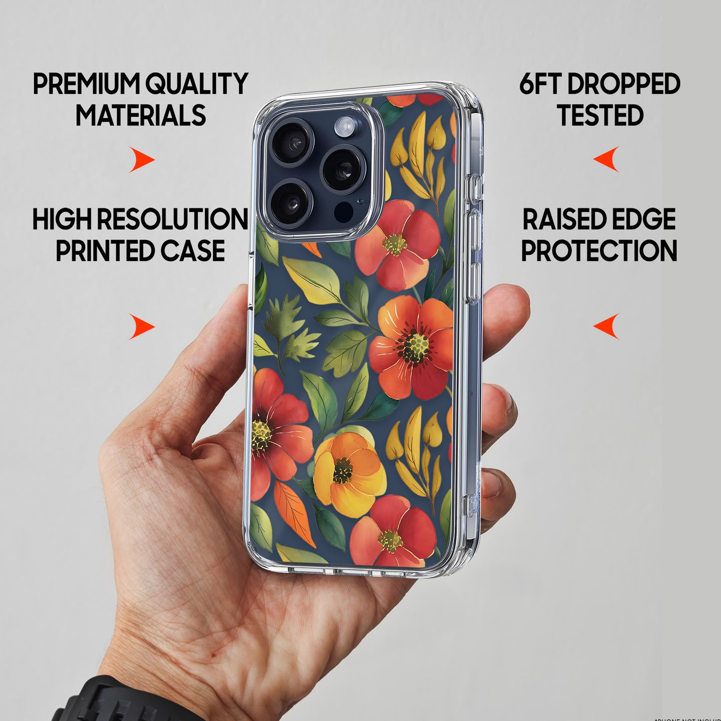 Floral Pattern TPU Clear Case for iPhone & Samsung Phones