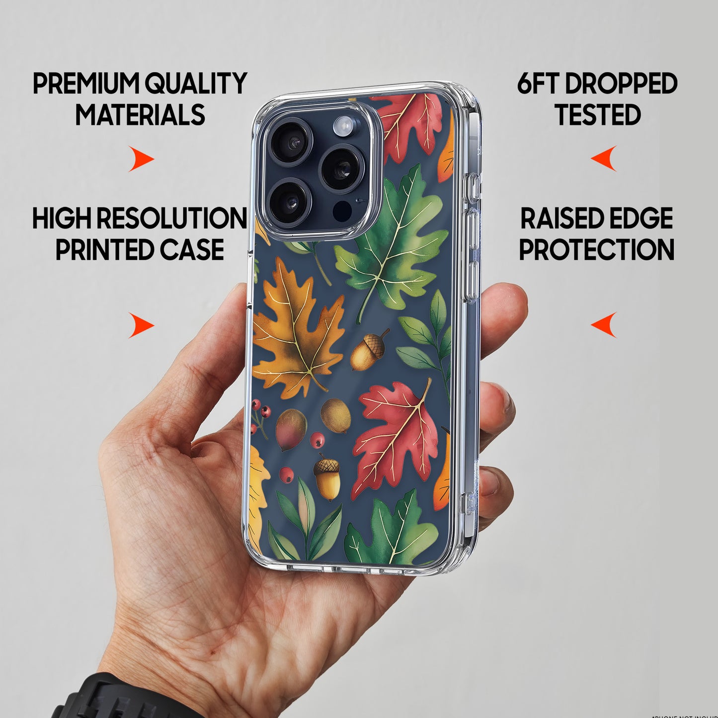 Fall Leaves Pattern TPU Clear Case for iPhone & Samsung Phones