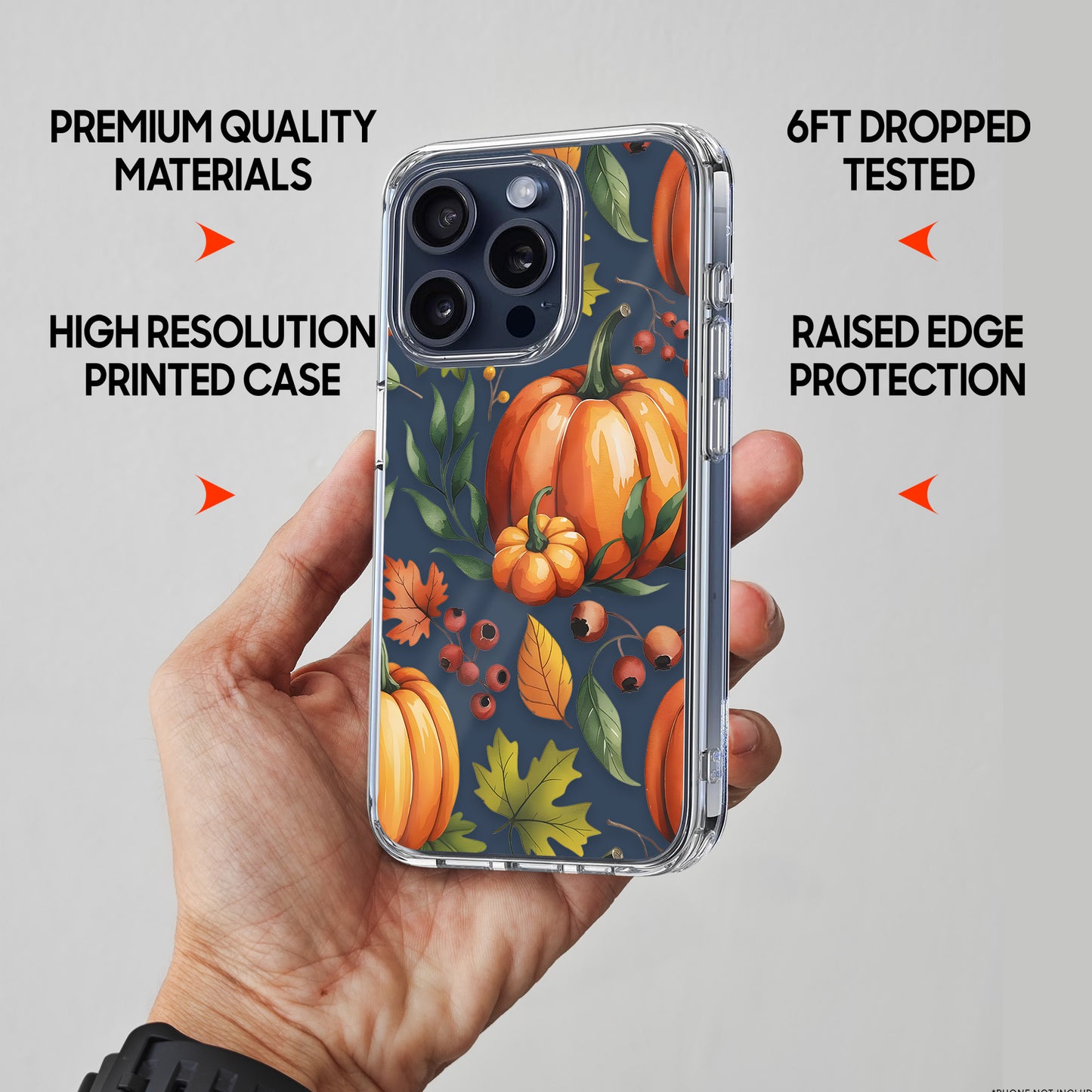 Pumpkin Pattern TPU Clear Case for iPhone & Samsung Phones