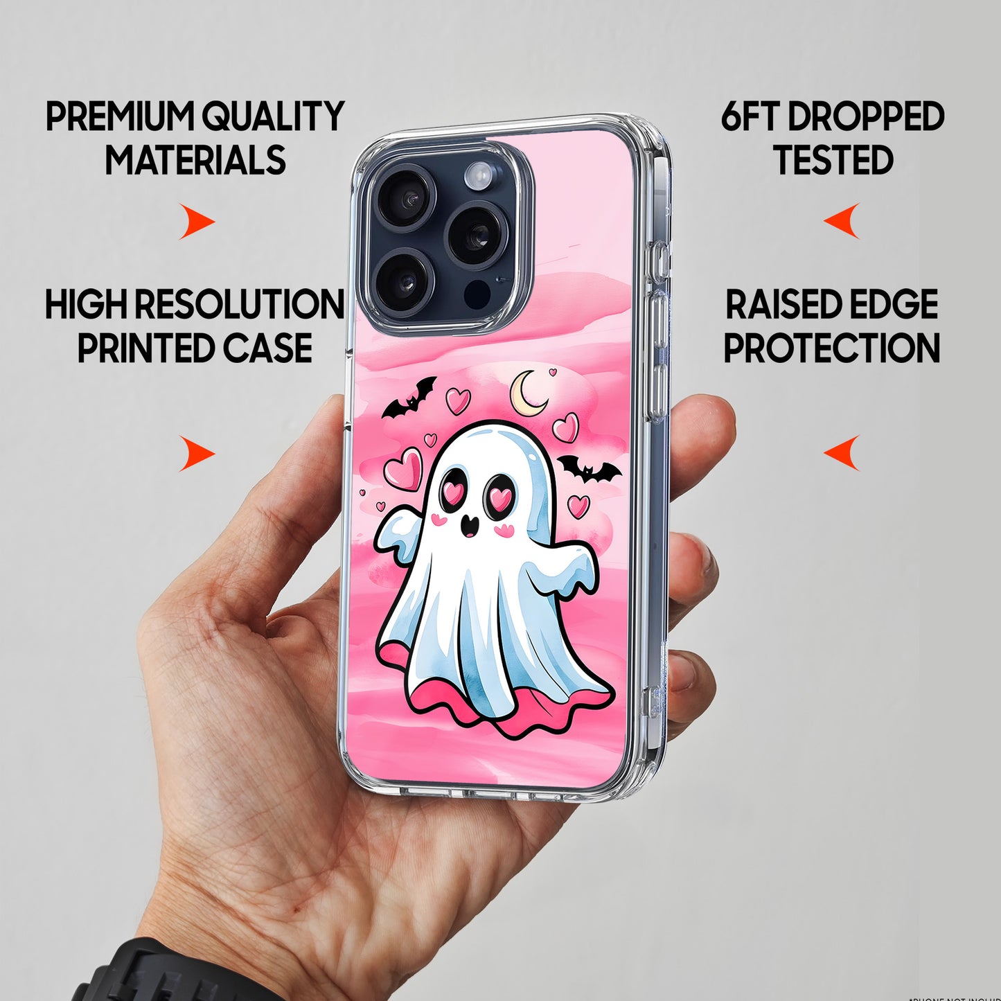 Pink Ghost TPU Clear Phone Case for iPhone & Samsung Phones