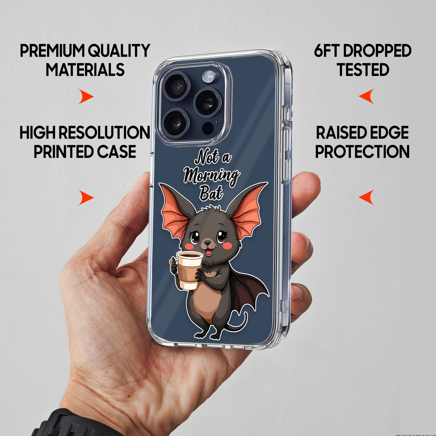 Not a Morning Bat TPU Clear Case for iPhone & Samsung Phones