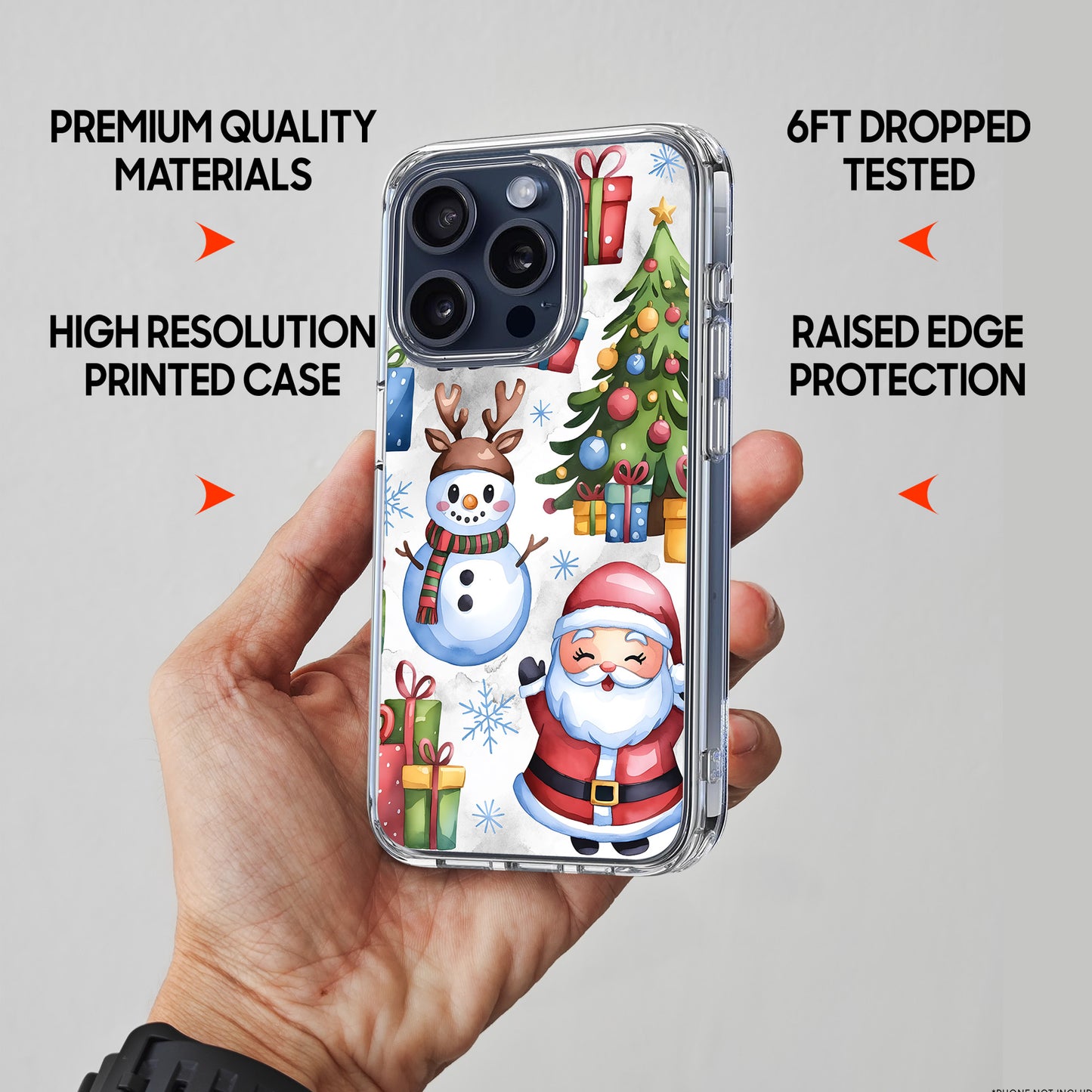 Snowman Santa TPU Clear Case for iPhone & Samsung Phones