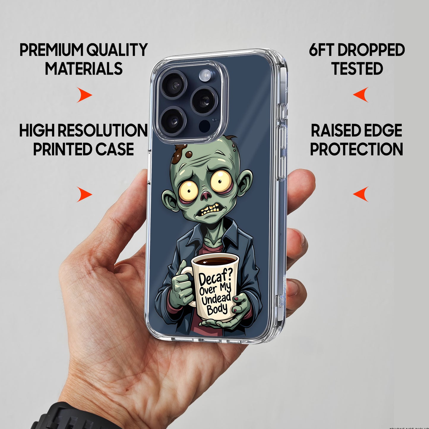 Zombie Coffee TPU Clear Case for iPhone & Samsung Phones