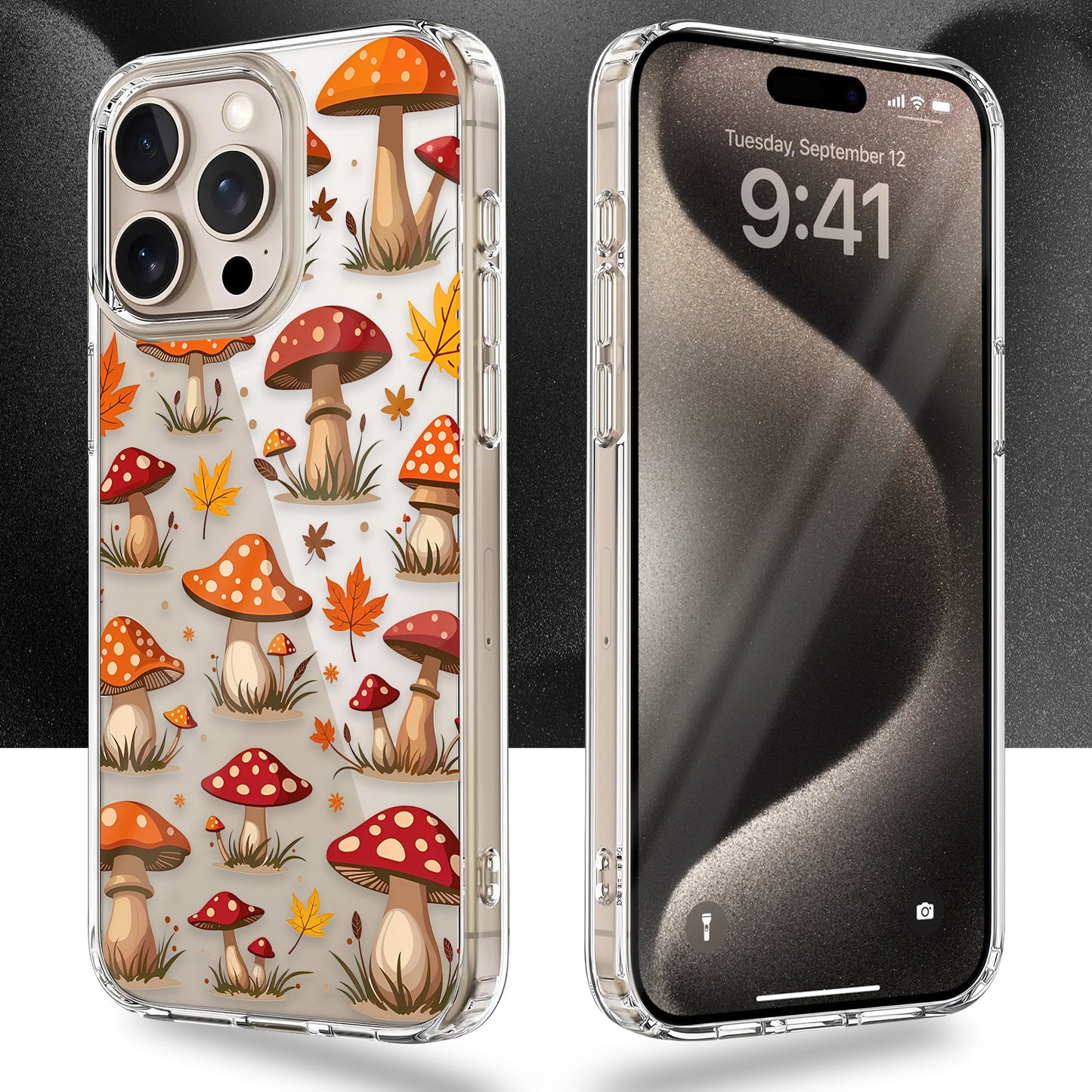 Mushroom Patterns TPU Clear Case for iPhone & Samsung Phones