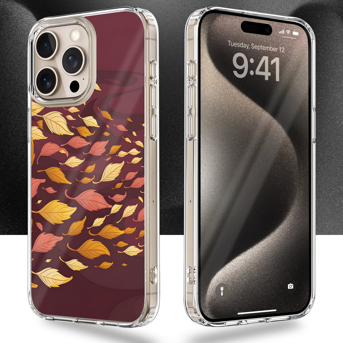 Swirling Leaves TPU Clear Case for iPhone & Samsung Phones