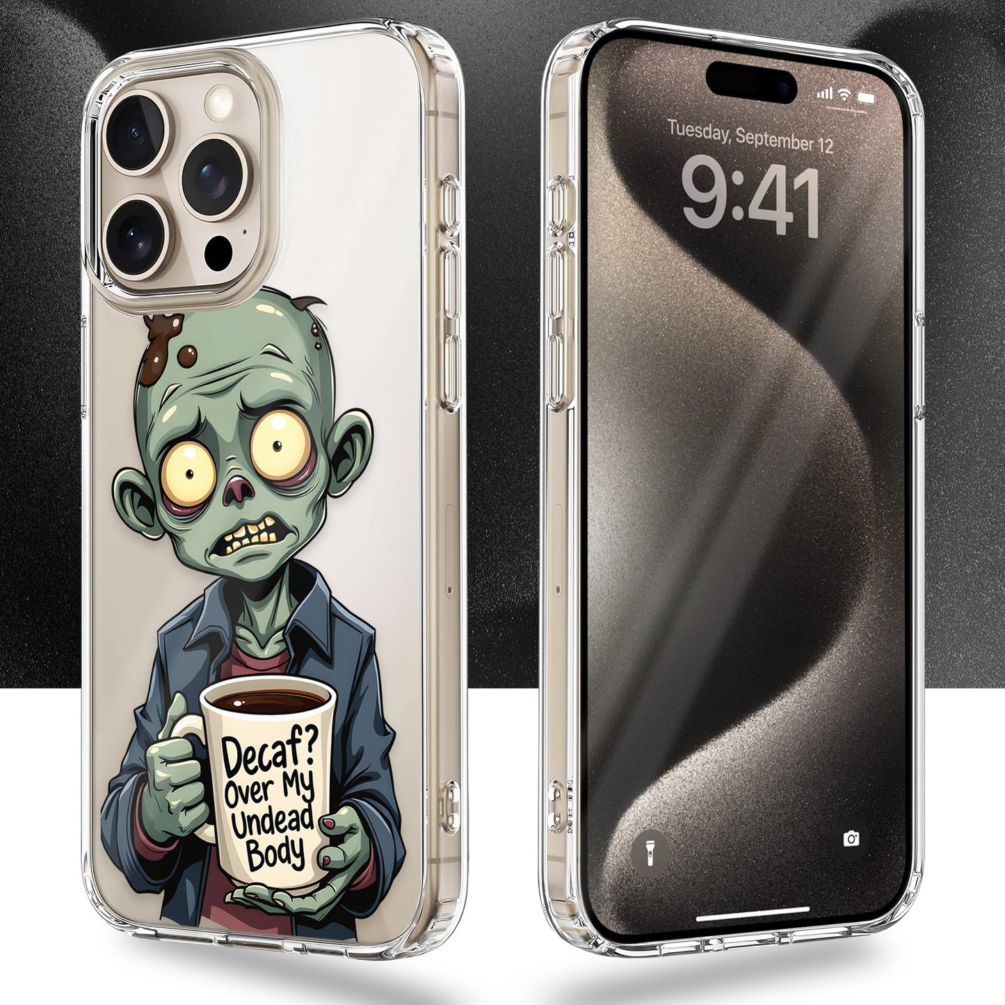 Zombie Coffee TPU Clear Case for iPhone & Samsung Phones