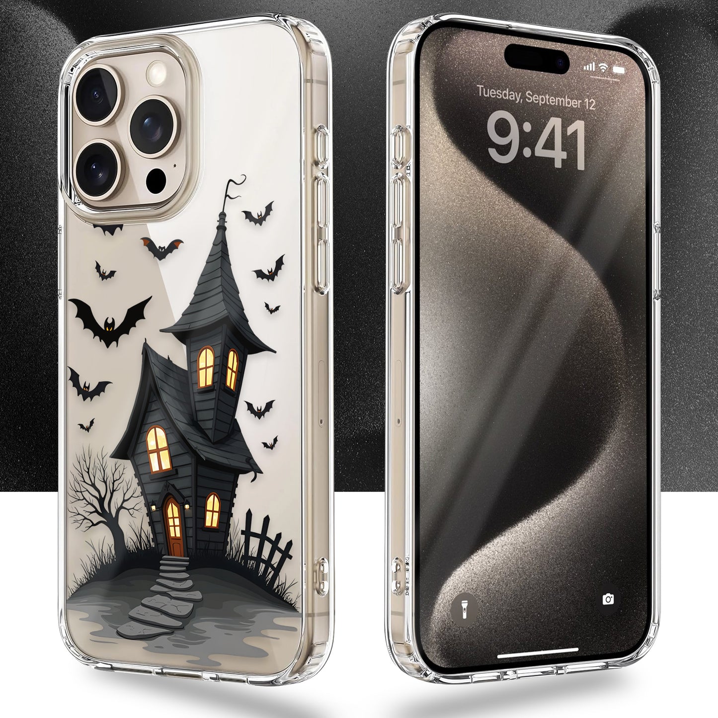 Spooky Haunted House TPU Clear Case for iPhone & Samsung Phones