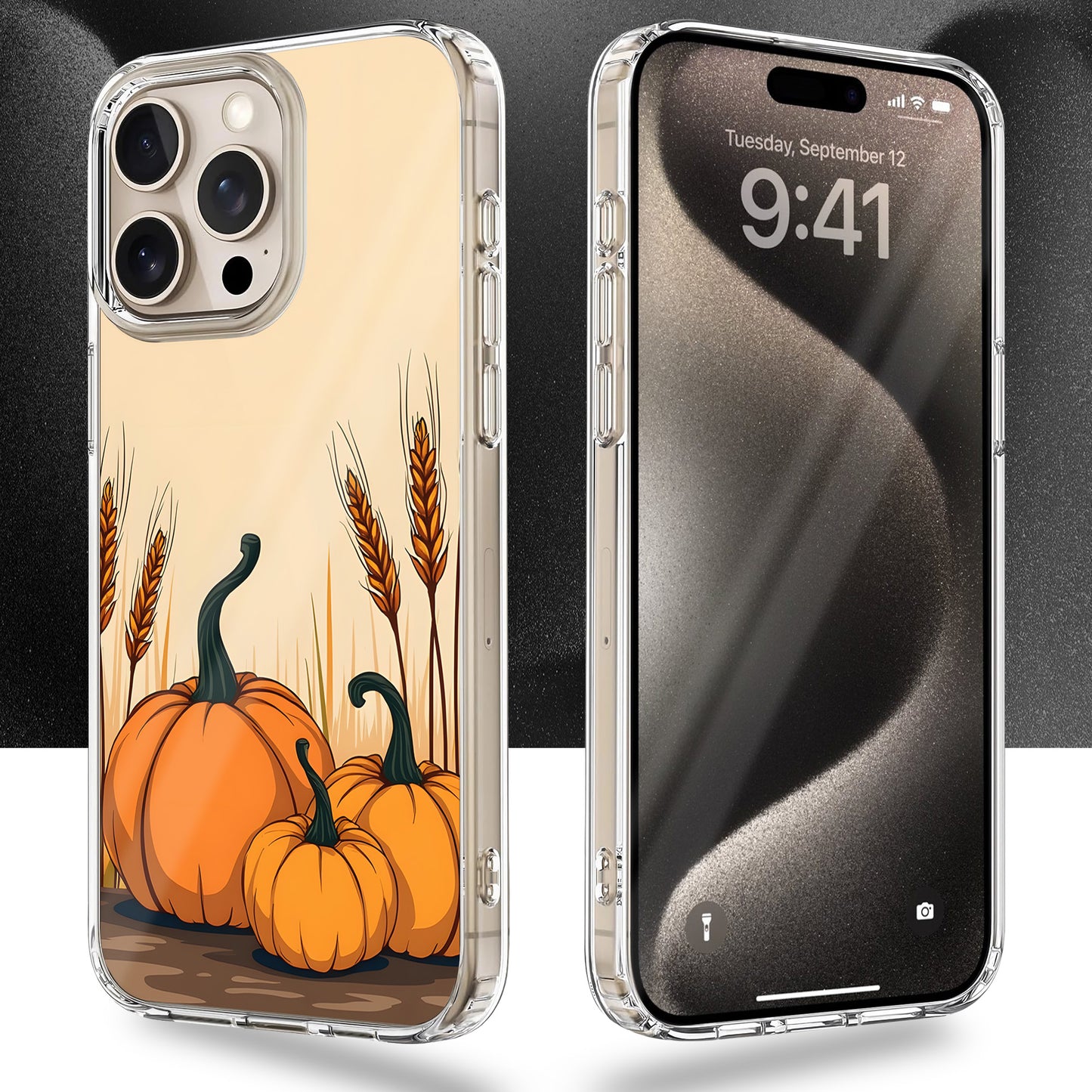 Pumpkin Wheat TPU Clear Case for iPhone & Samsung Phones