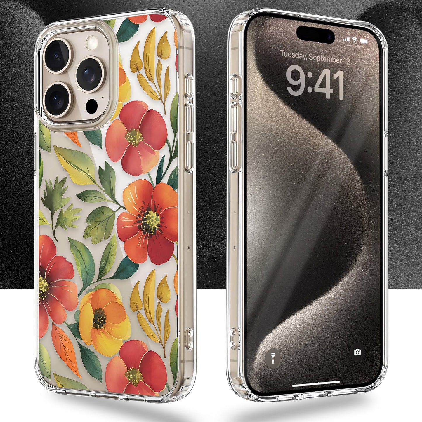 Floral Pattern TPU Clear Case for iPhone & Samsung Phones