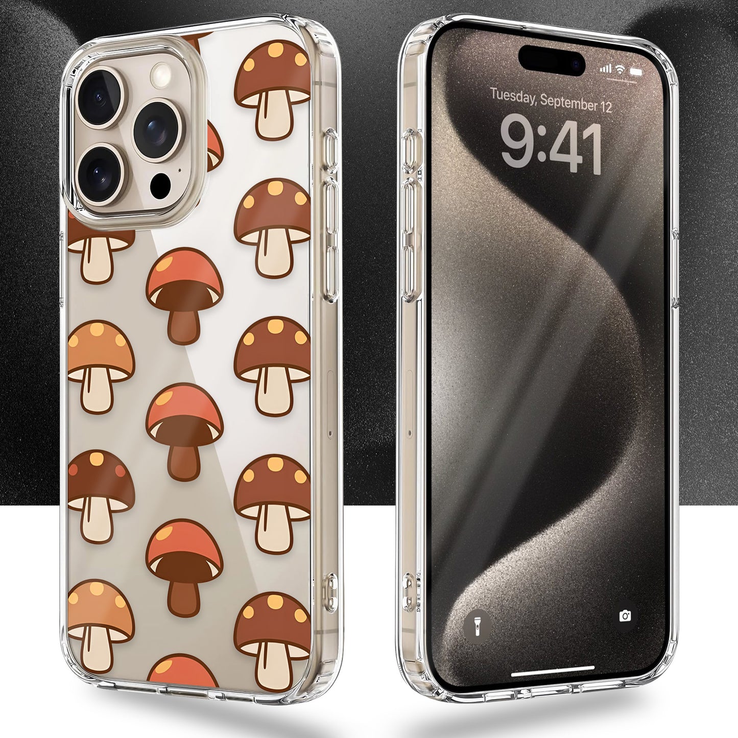 Mushroom Pattern TPU Clear Case for iPhone & Samsung Phones