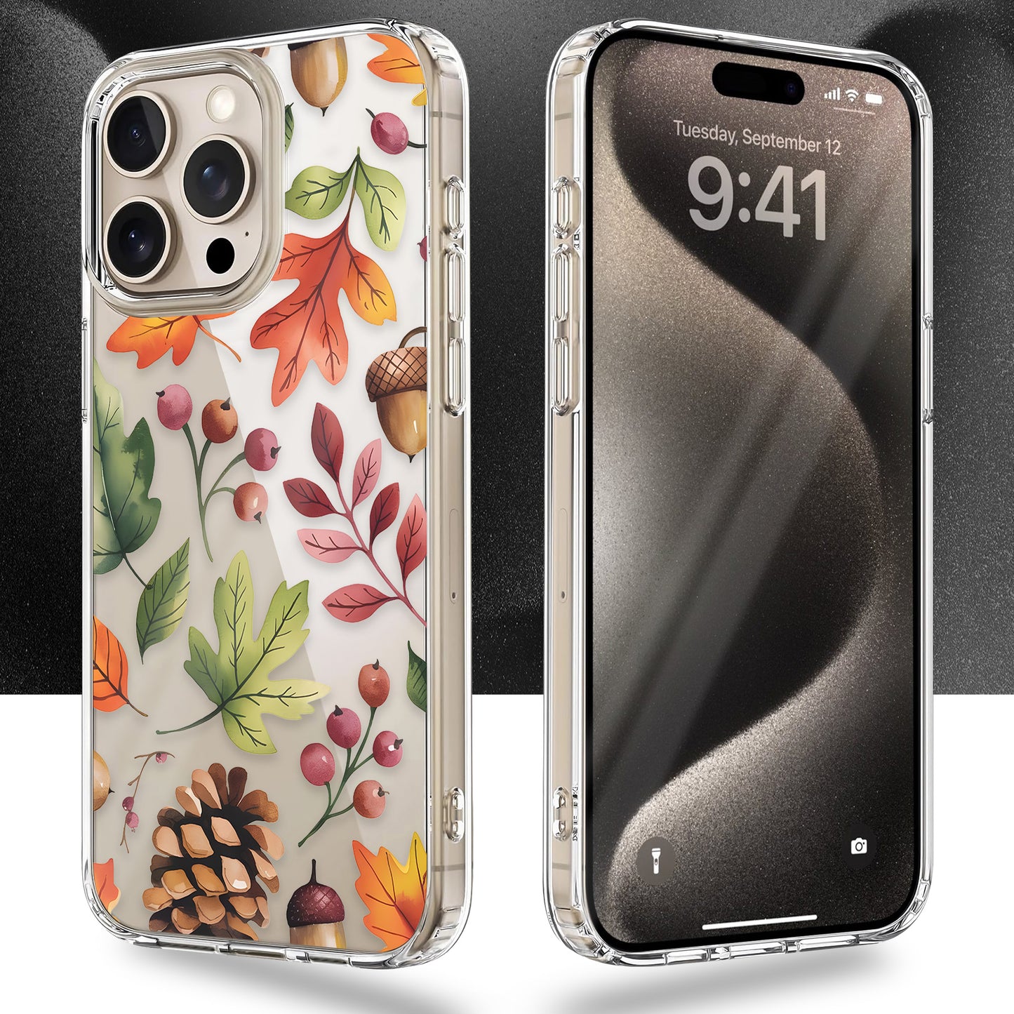 Fall Leaves Pattern 2 TPU Clear Case for iPhone & Samsung Phones