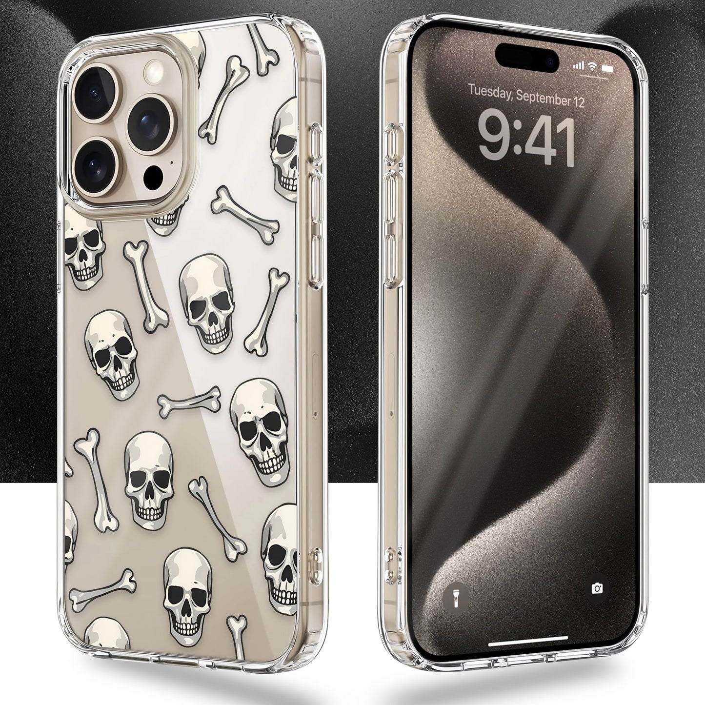 Skull Bones Pattern TPU Clear Case for iPhone & Samsung Phones