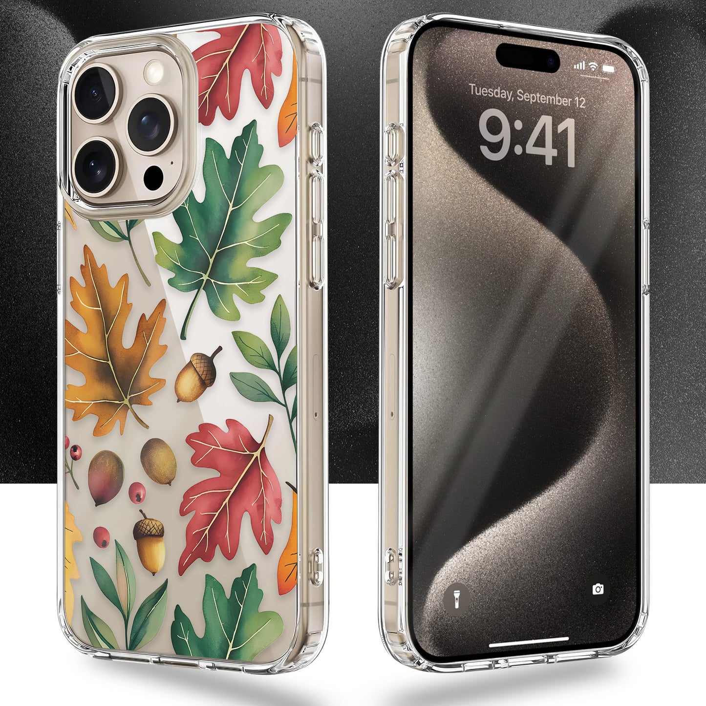 Fall Leaves Pattern TPU Clear Case for iPhone & Samsung Phones