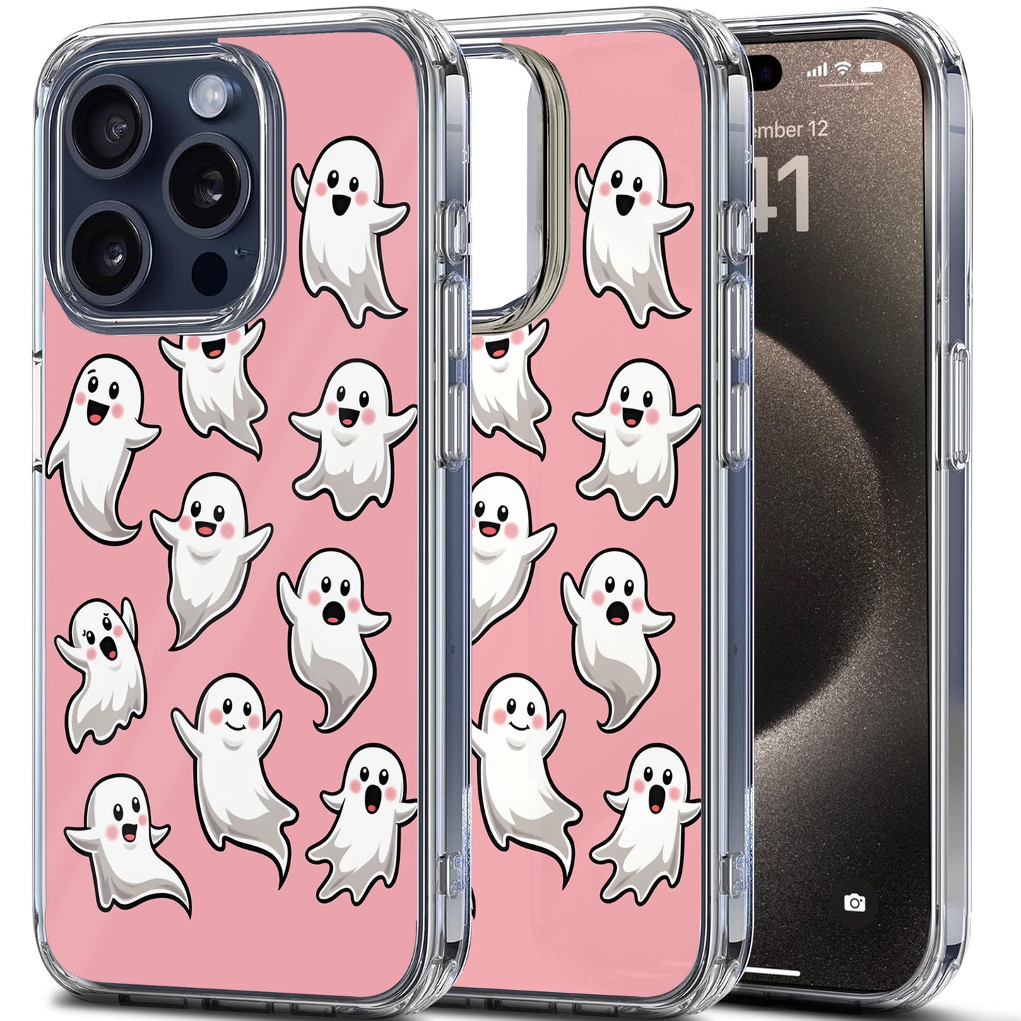 Ghost Pattern TPU Clear Phone Case for iPhone & Samsung Phones