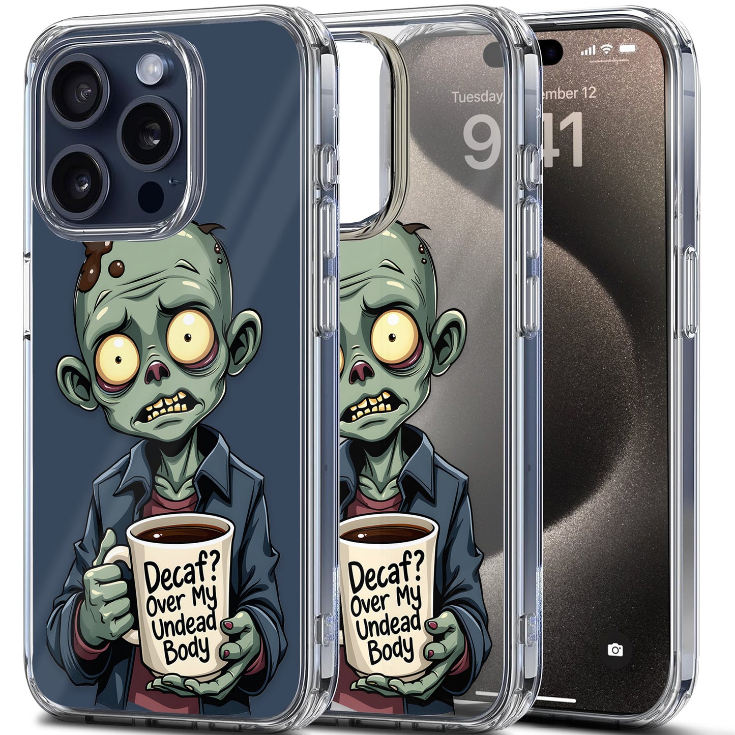 Zombie Coffee TPU Clear Case for iPhone & Samsung Phones