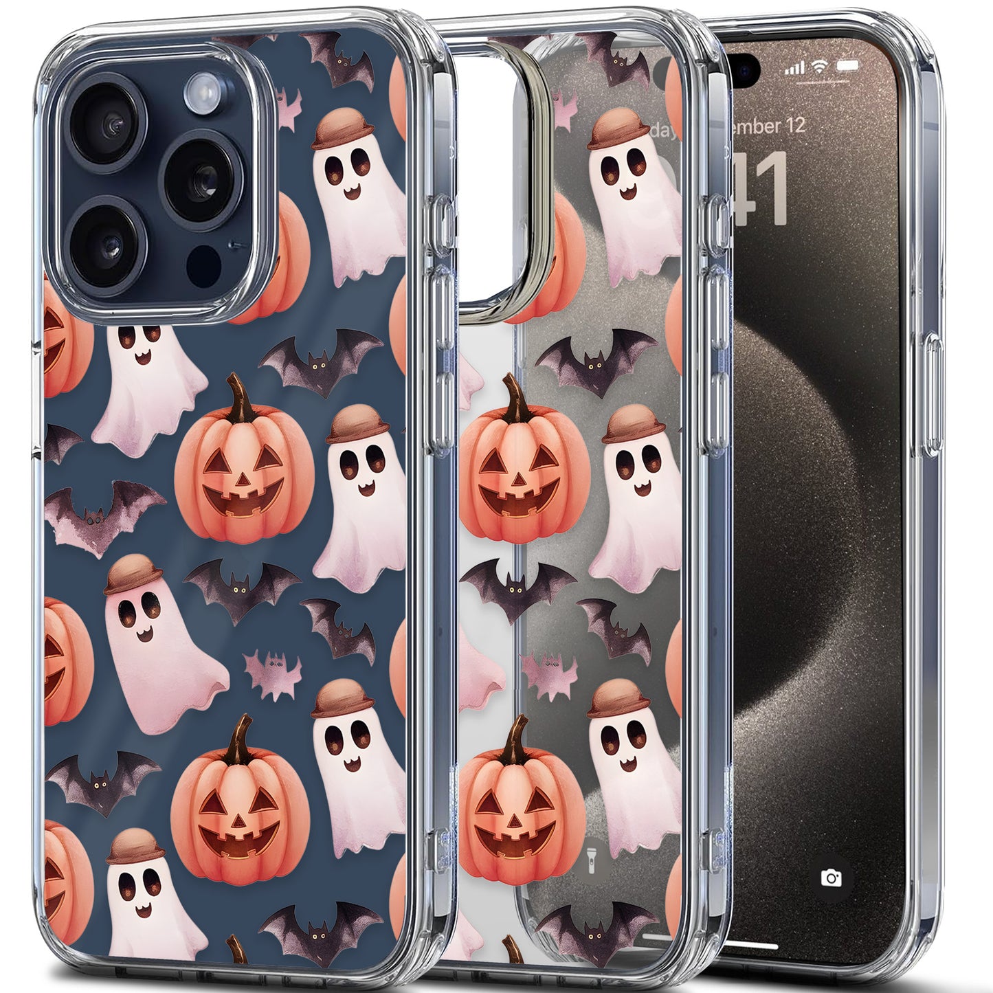 Ghost Pattern 2 TPU Clear Phone Case for iPhone & Samsung Phones