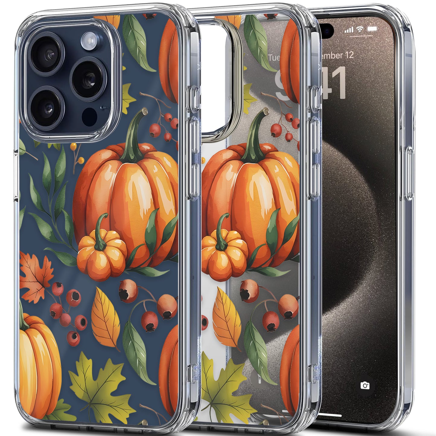 Pumpkin Pattern TPU Clear Case for iPhone & Samsung Phones